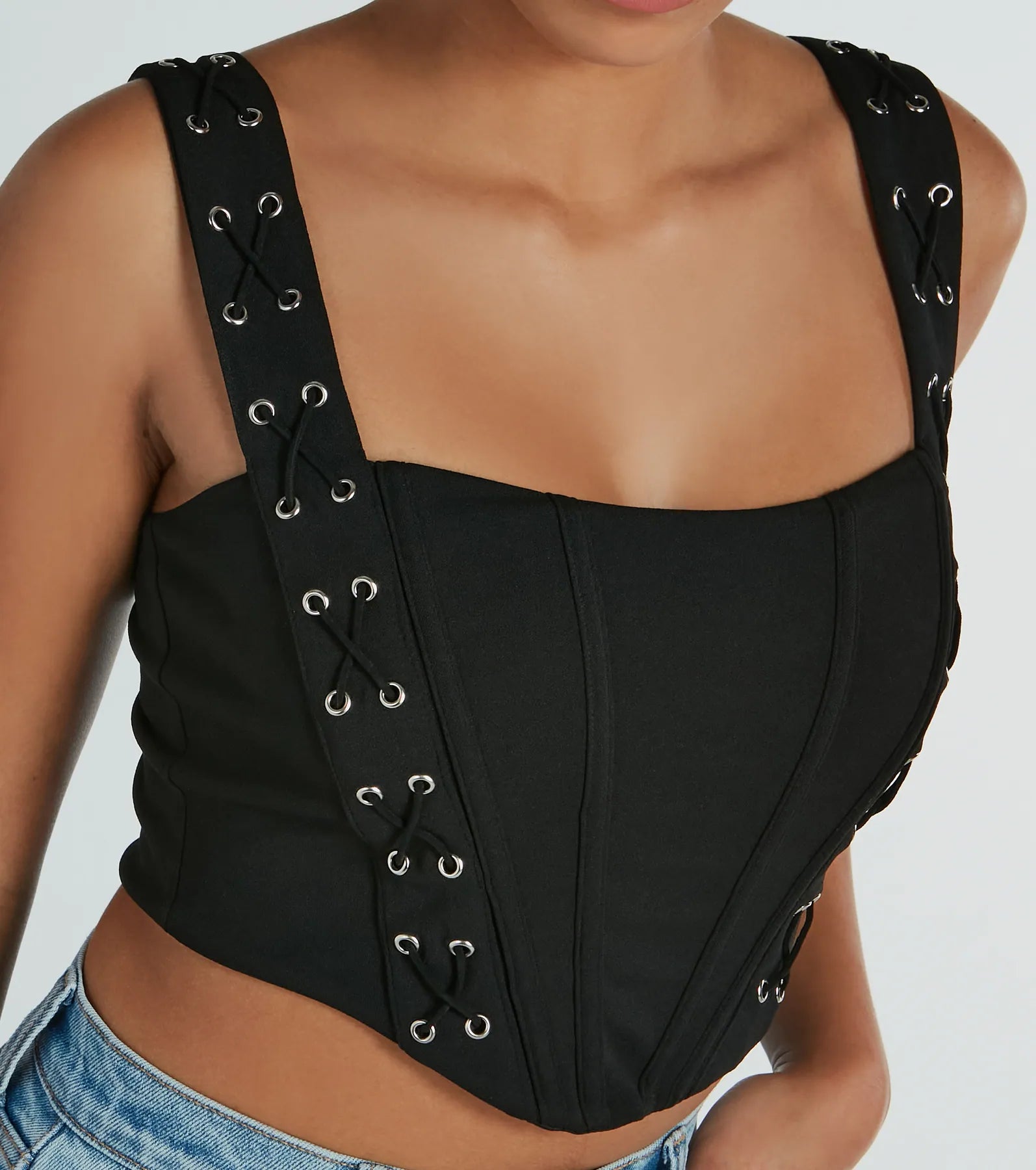 Sultry Stunner Lace-Up Detail Corset Top