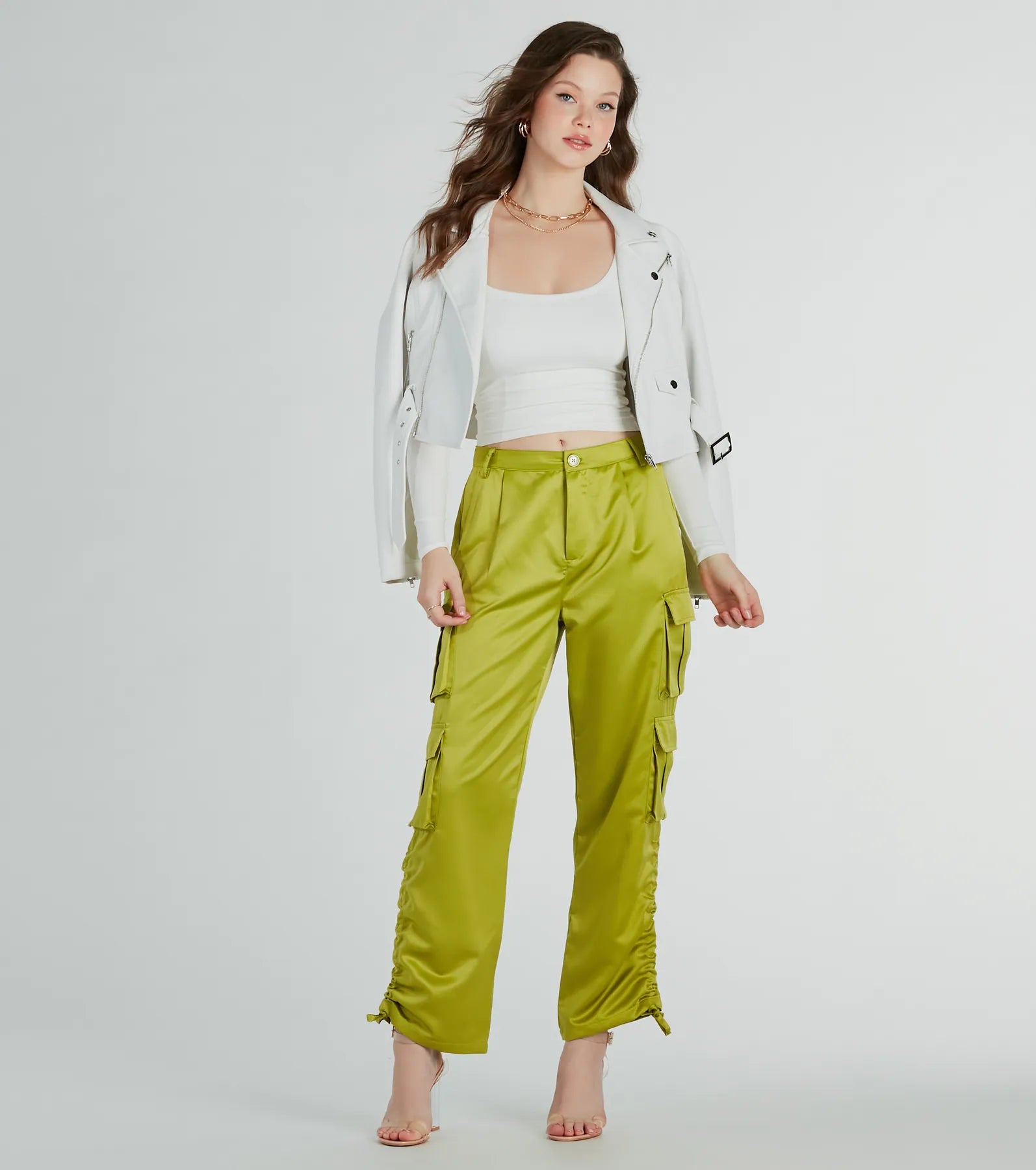 Trendy Babe Satin Cargo Pants