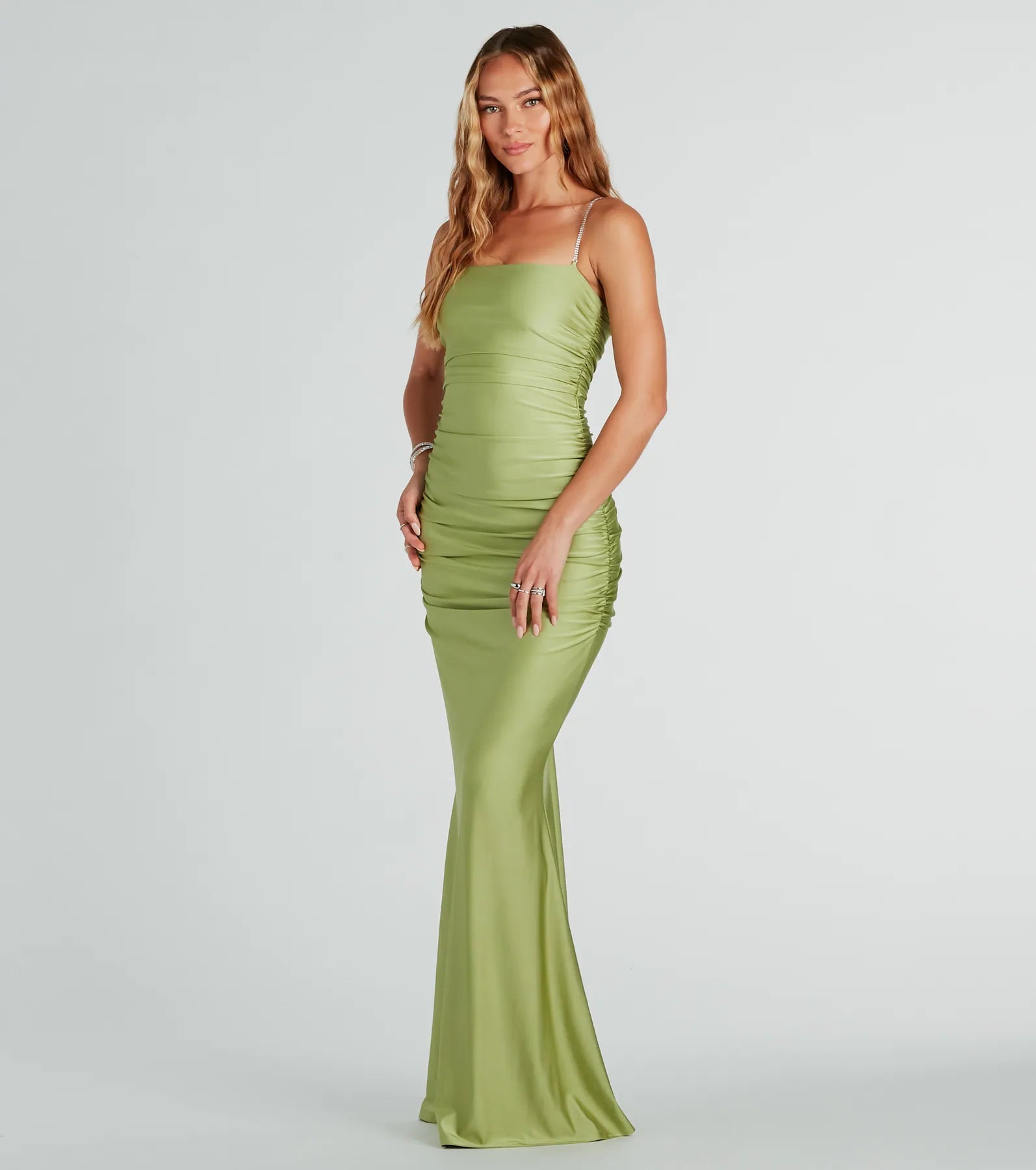 Eliena Formal Rhinestone Strap Mermaid Dress