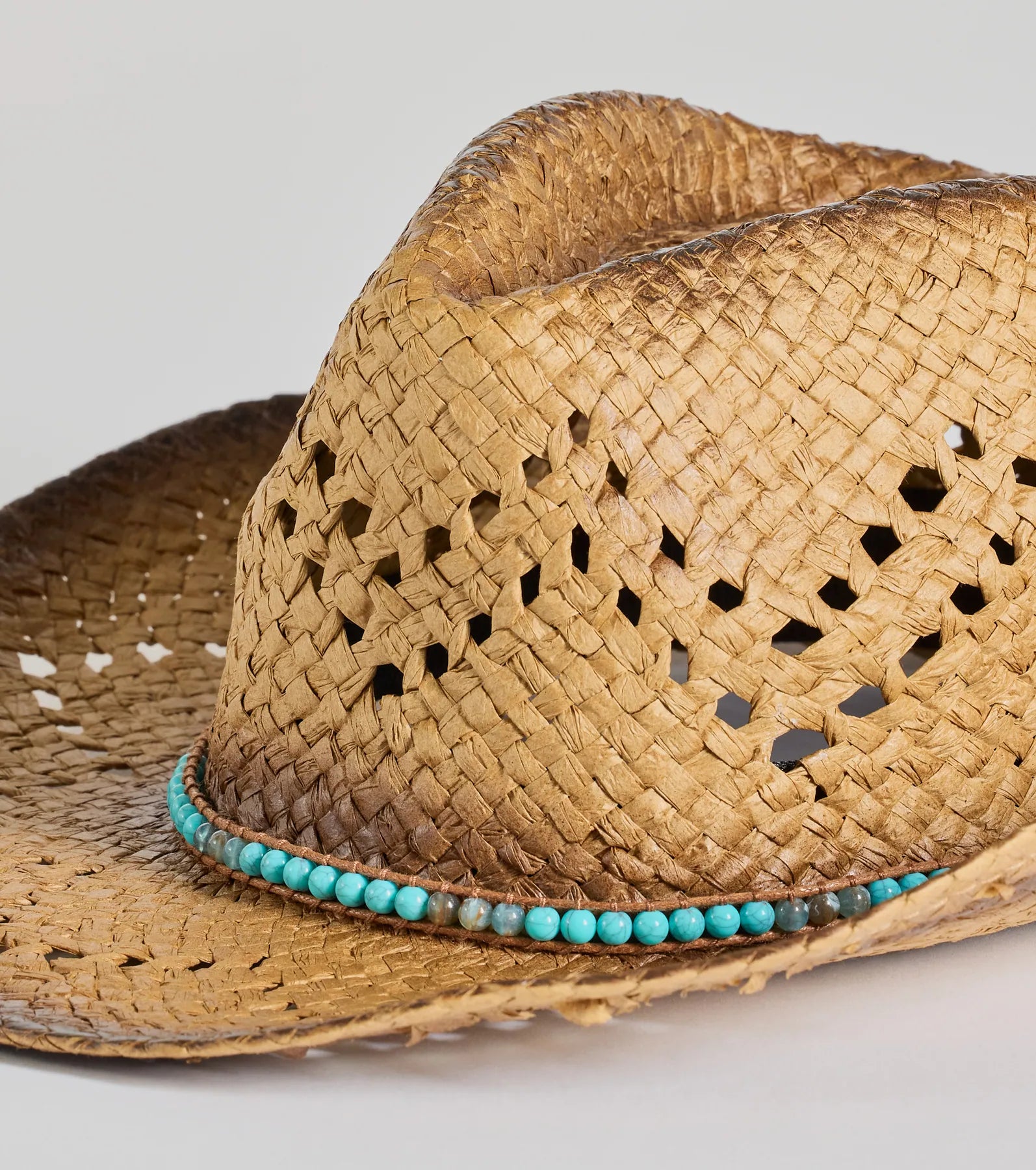 Country Babe Colored Stone Straw Cowboy Hat