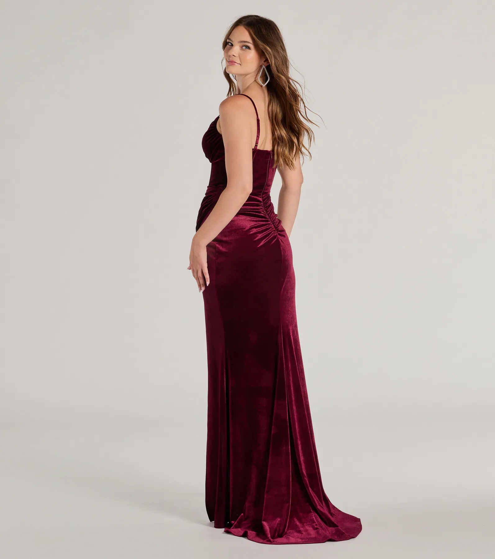 Fia Sleeveless Velvet Wrap Corset Mermaid Dress