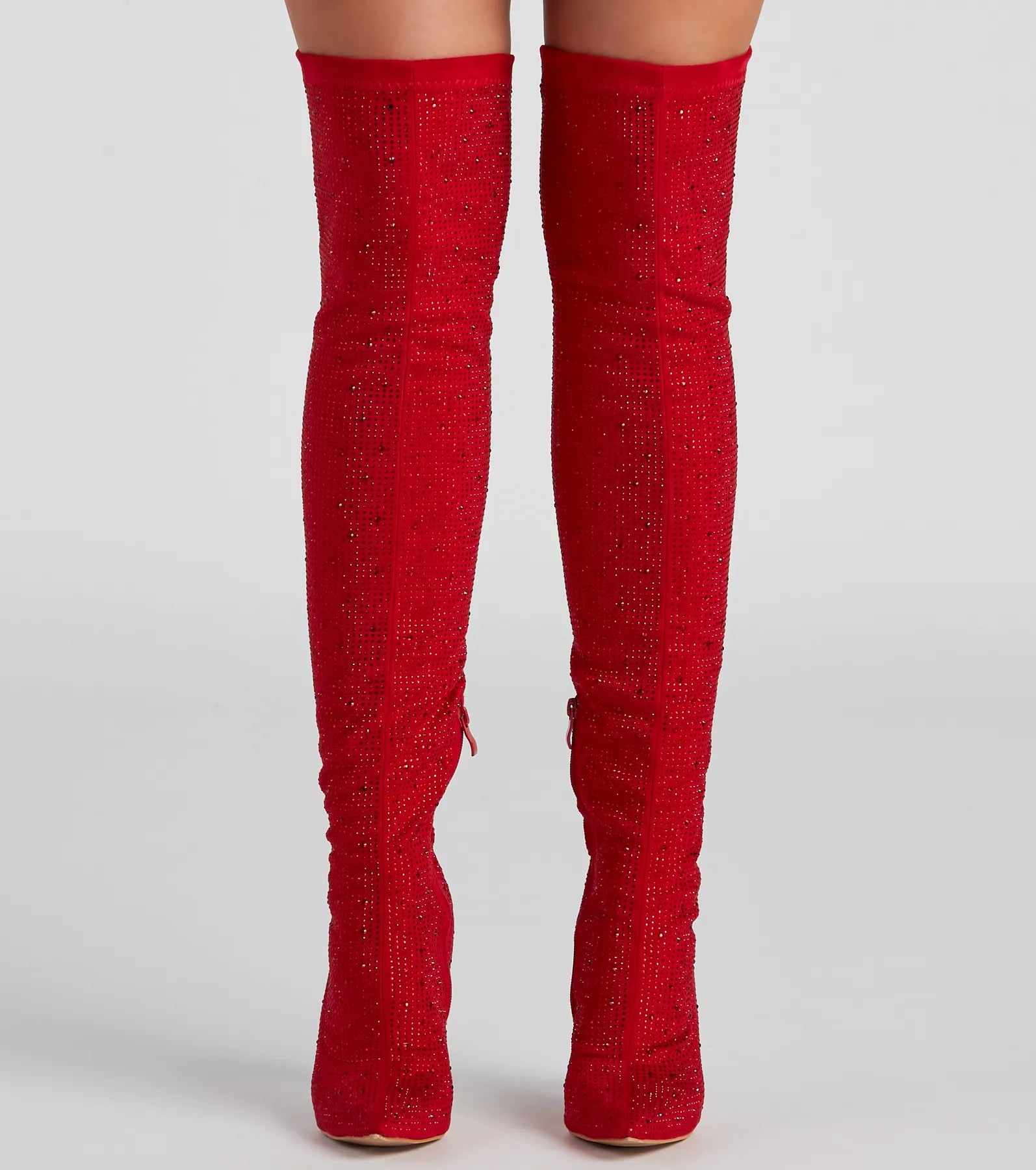 Sultry Voltage Rhinestone Over-The-Knee Boots