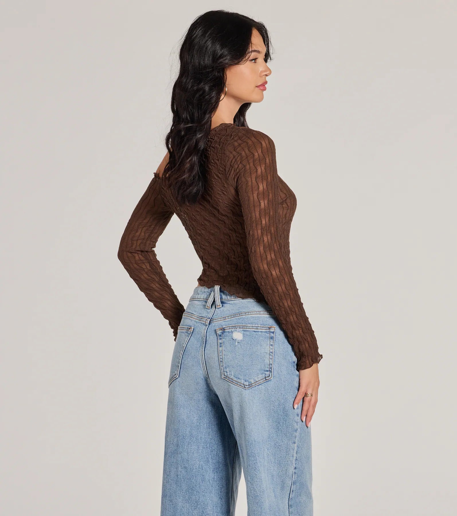 Trend Allure Long Sleeve Asymmetrical Crop Top