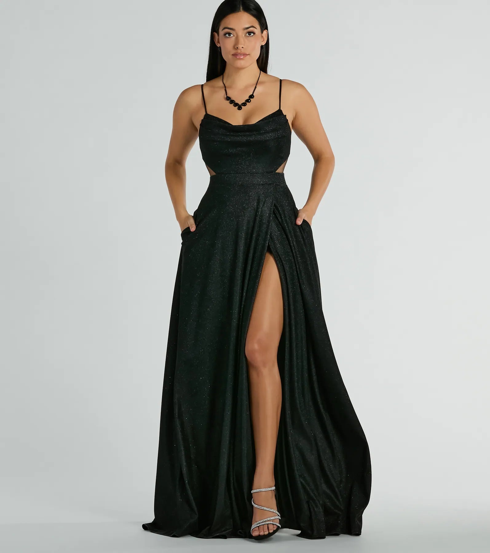 Emmeline Glitter Woven A-Line Formal Dress