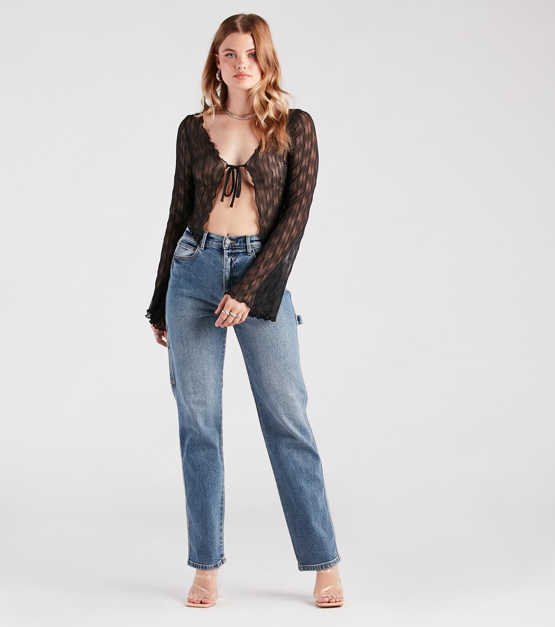 Hit The Jackpot Mid-Rise Straight-Leg Denim Jeans