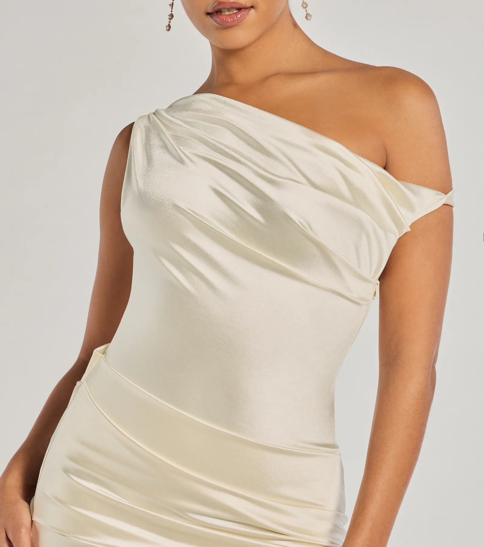 Marleigh Satin Off-Shoulder Mini Dress