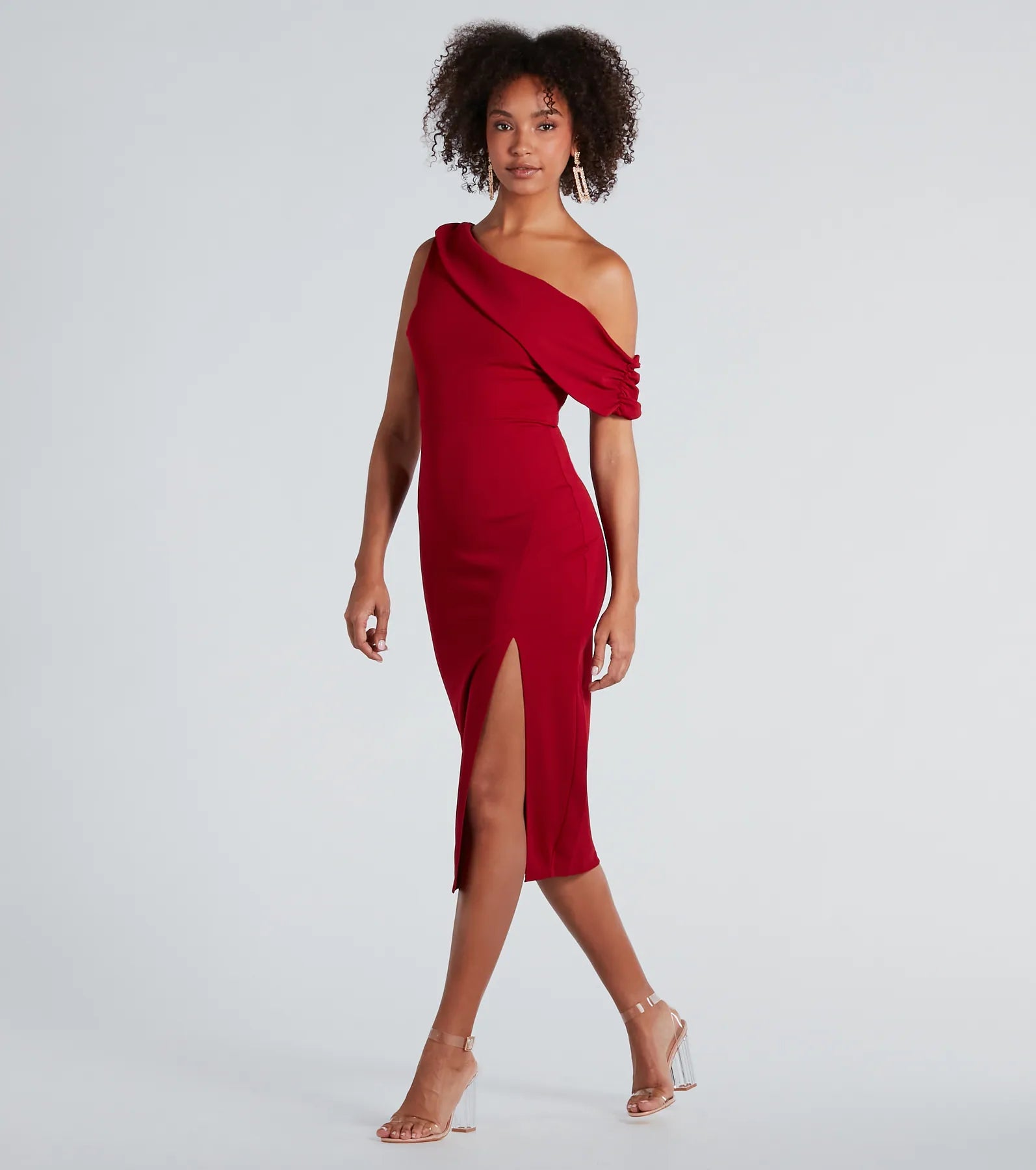 Jullian Formal Crepe Off-The-Shoulder Midi Dress