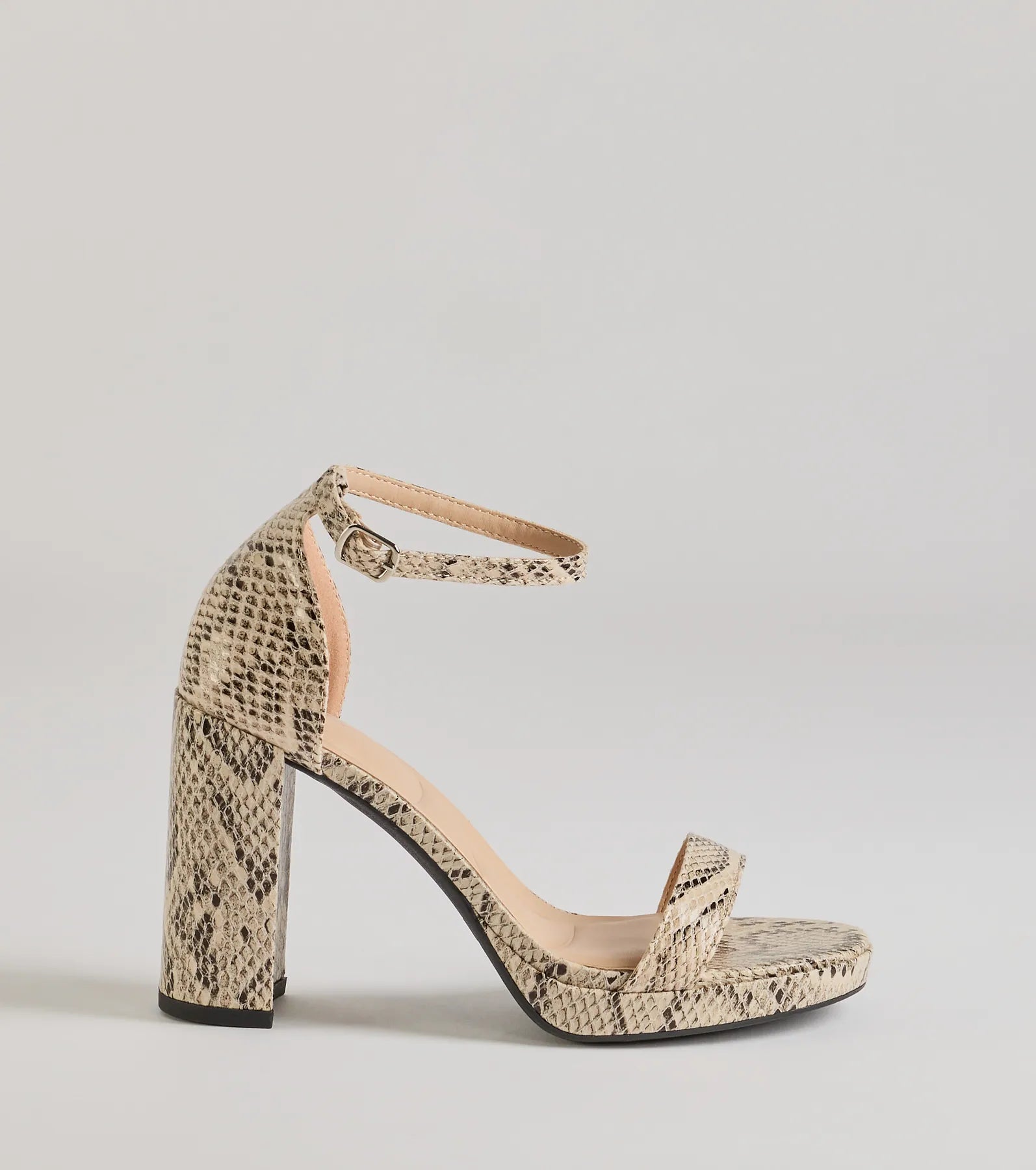 Sassy Moment Snake Print Block Heels