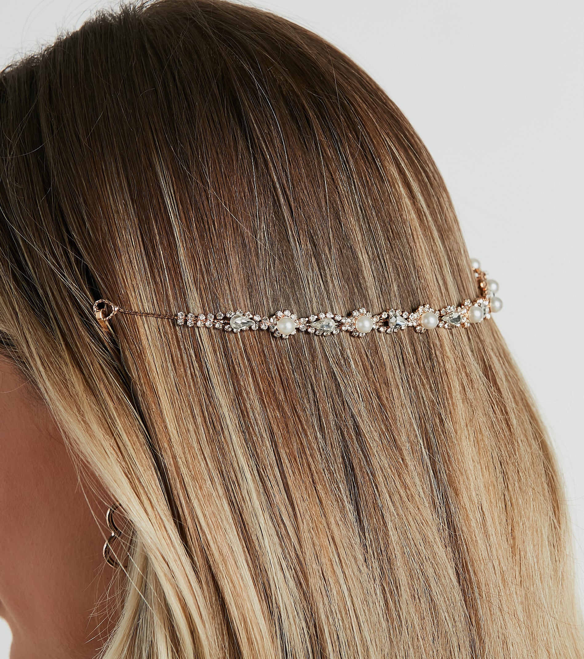 Ethereal Glamour Rhinestone And Pearl Hair Vine