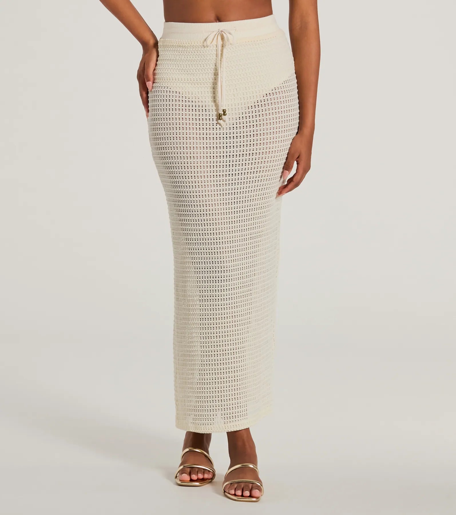 Sunny Chic High Slit Crochet Maxi Skirt