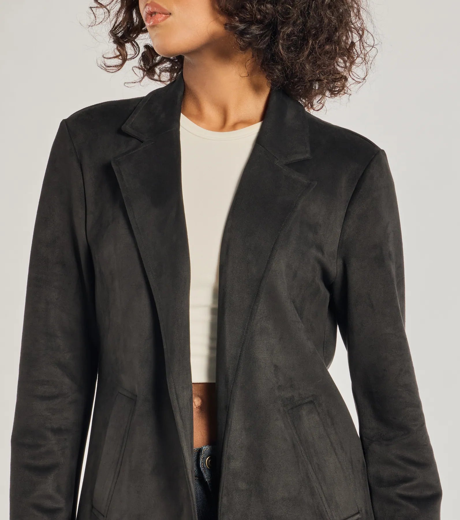 On The Move Faux Suede Long Blazer