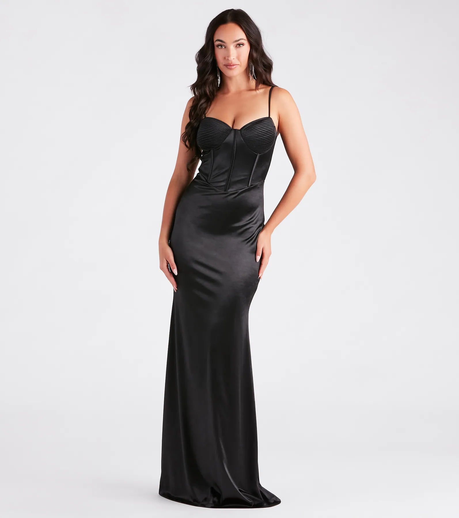 Jaycee Formal Satin Corset Mermaid Dress