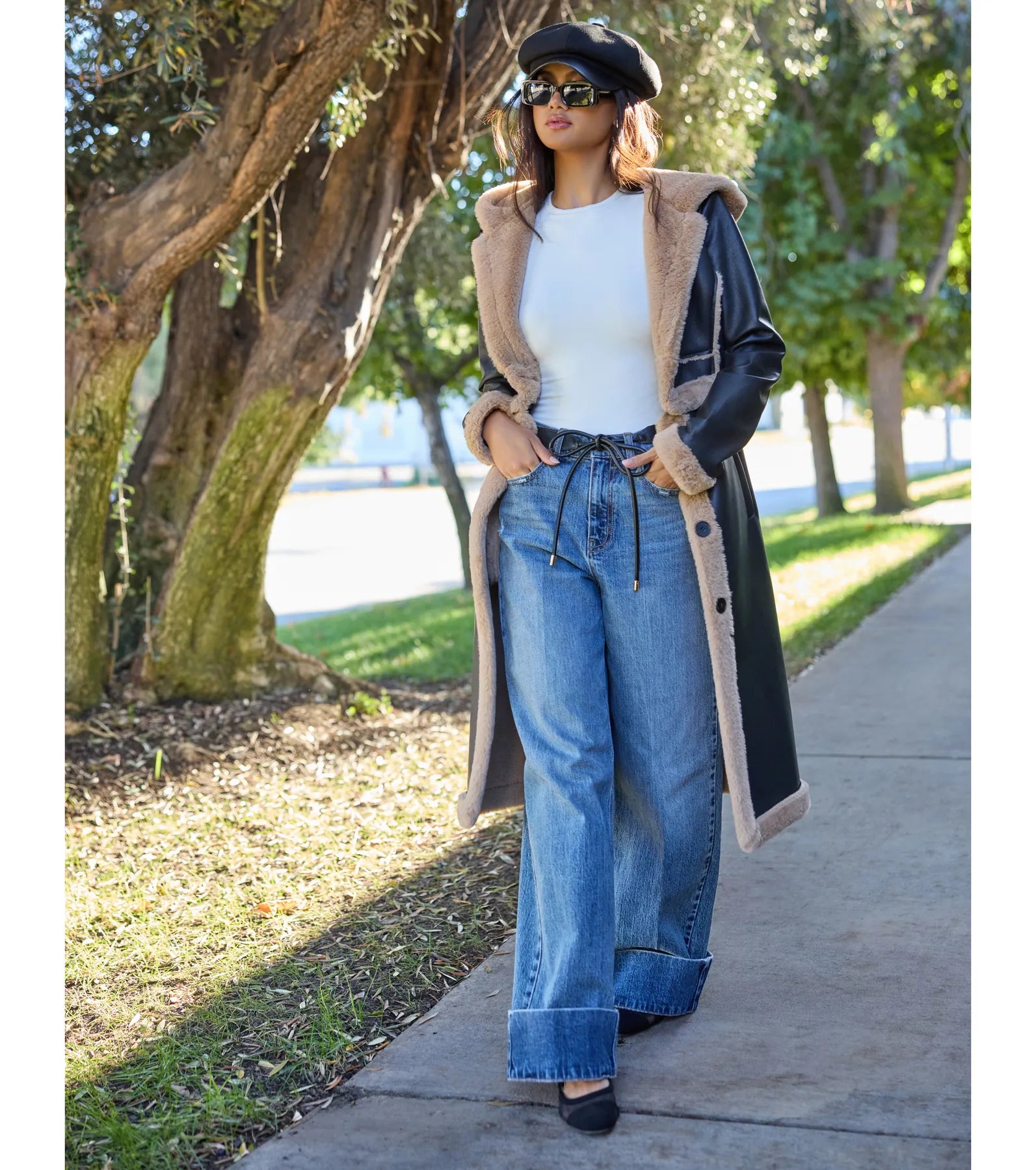 Cool Trend High-Rise Cuffed Wide-Leg Denim Jeans