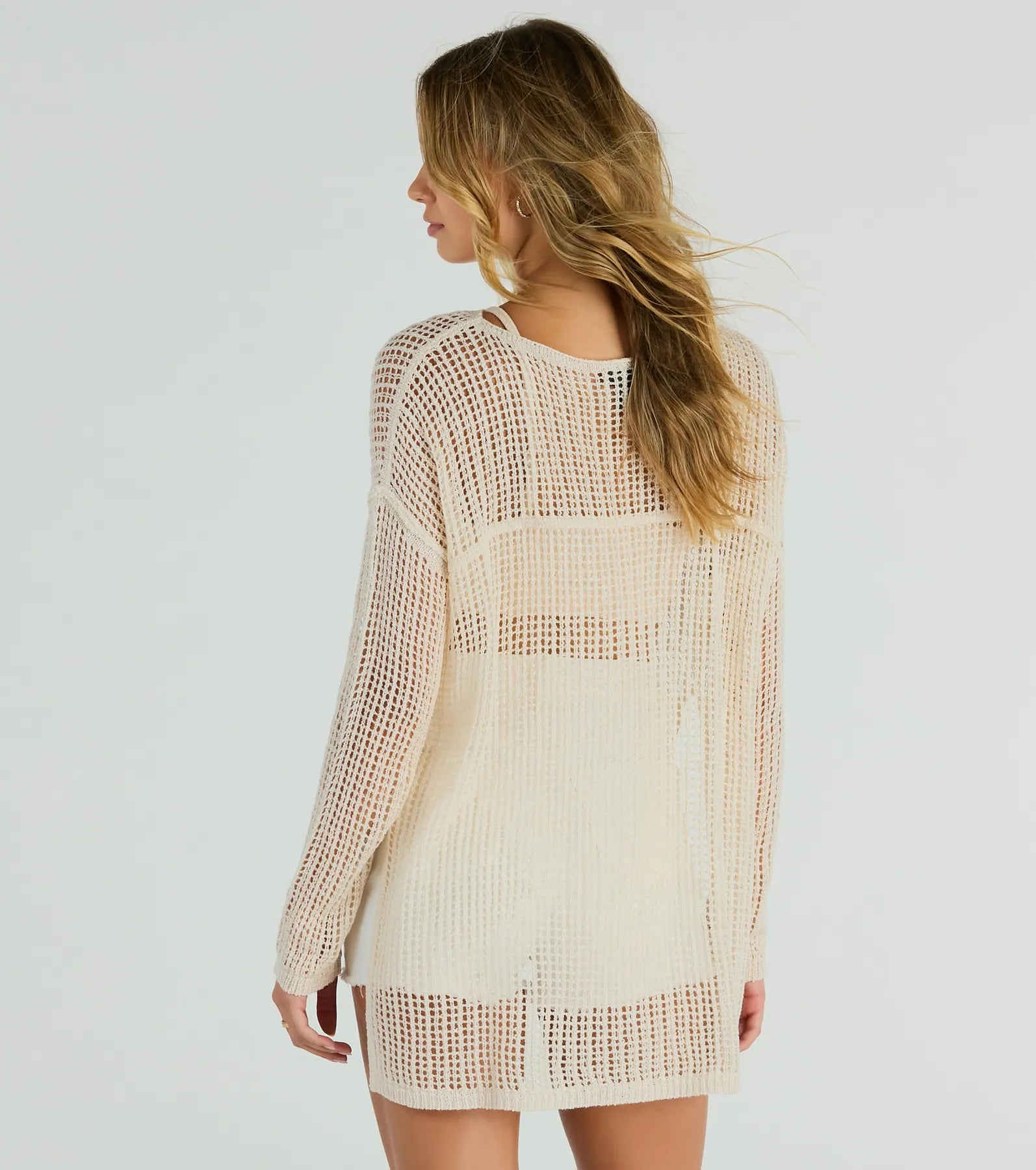 Breezy Beauty Sheer Crochet Coverup Top