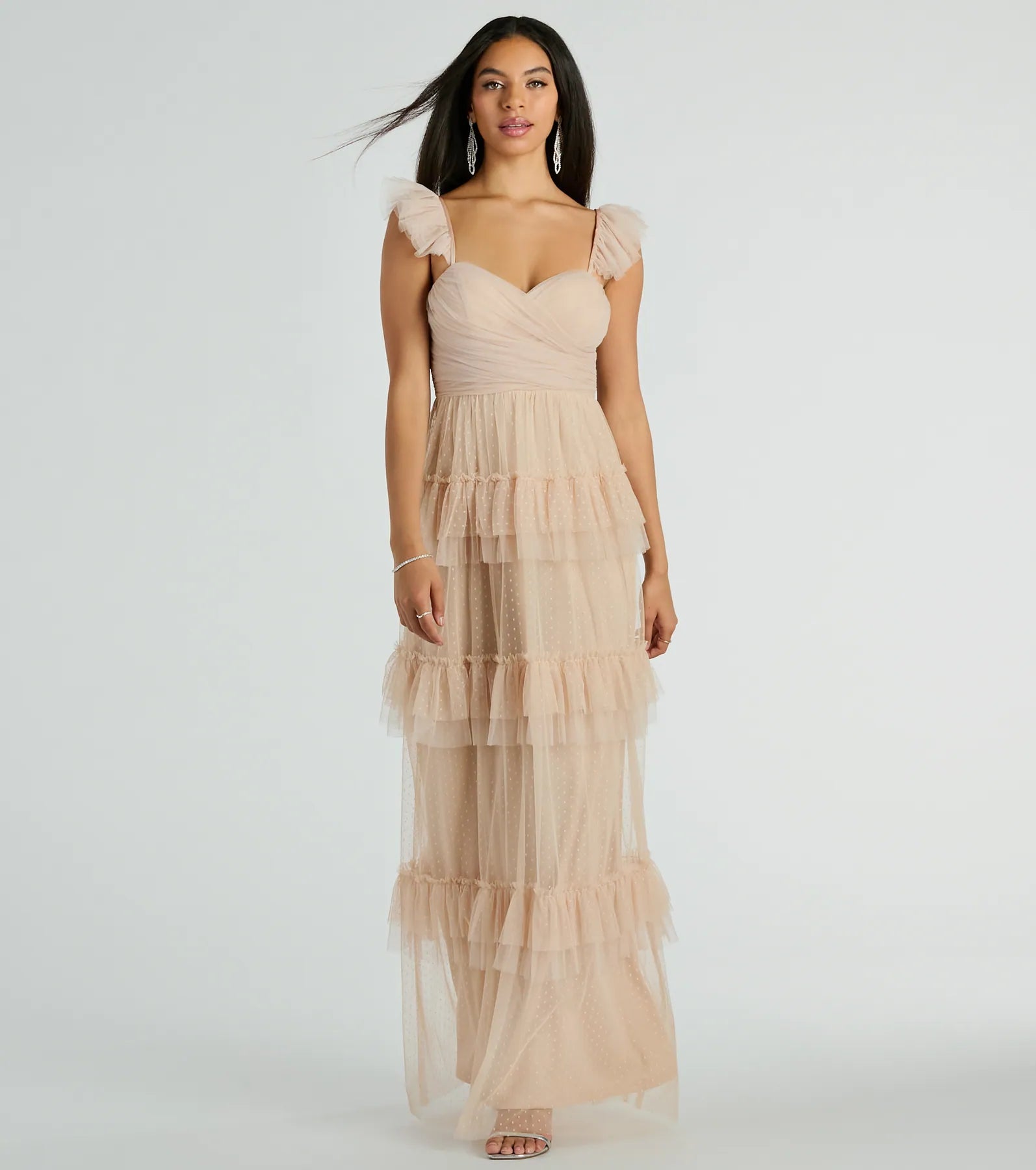 Gillian Sleeveless Ruffled A-Line Tulle Formal Dress