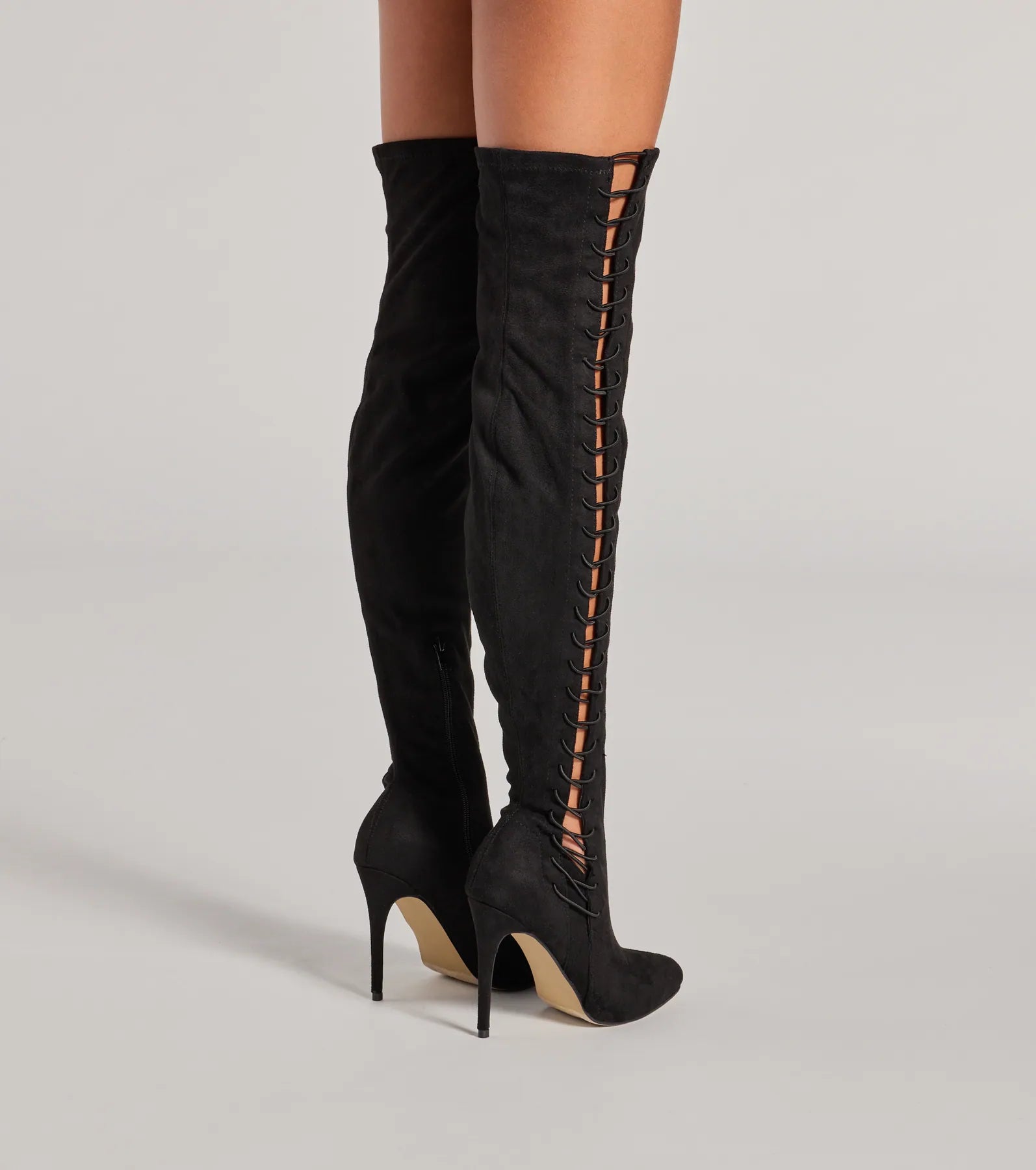 Always On Point Lace-Up Thigh High Stiletto Boots