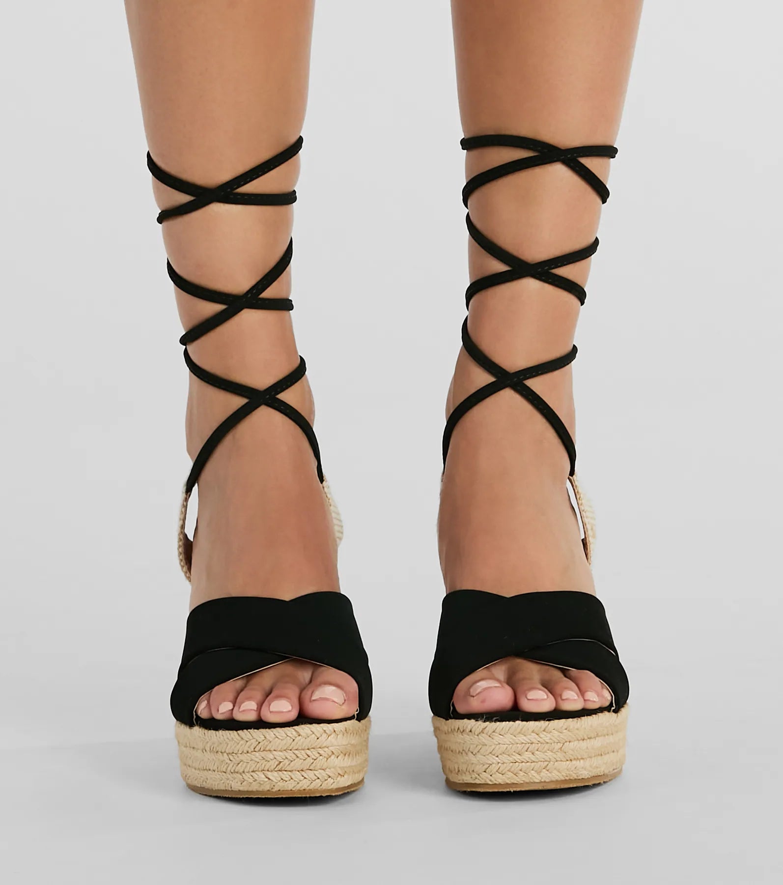 Open Toe Season Lace-Up Espadrille Wedges