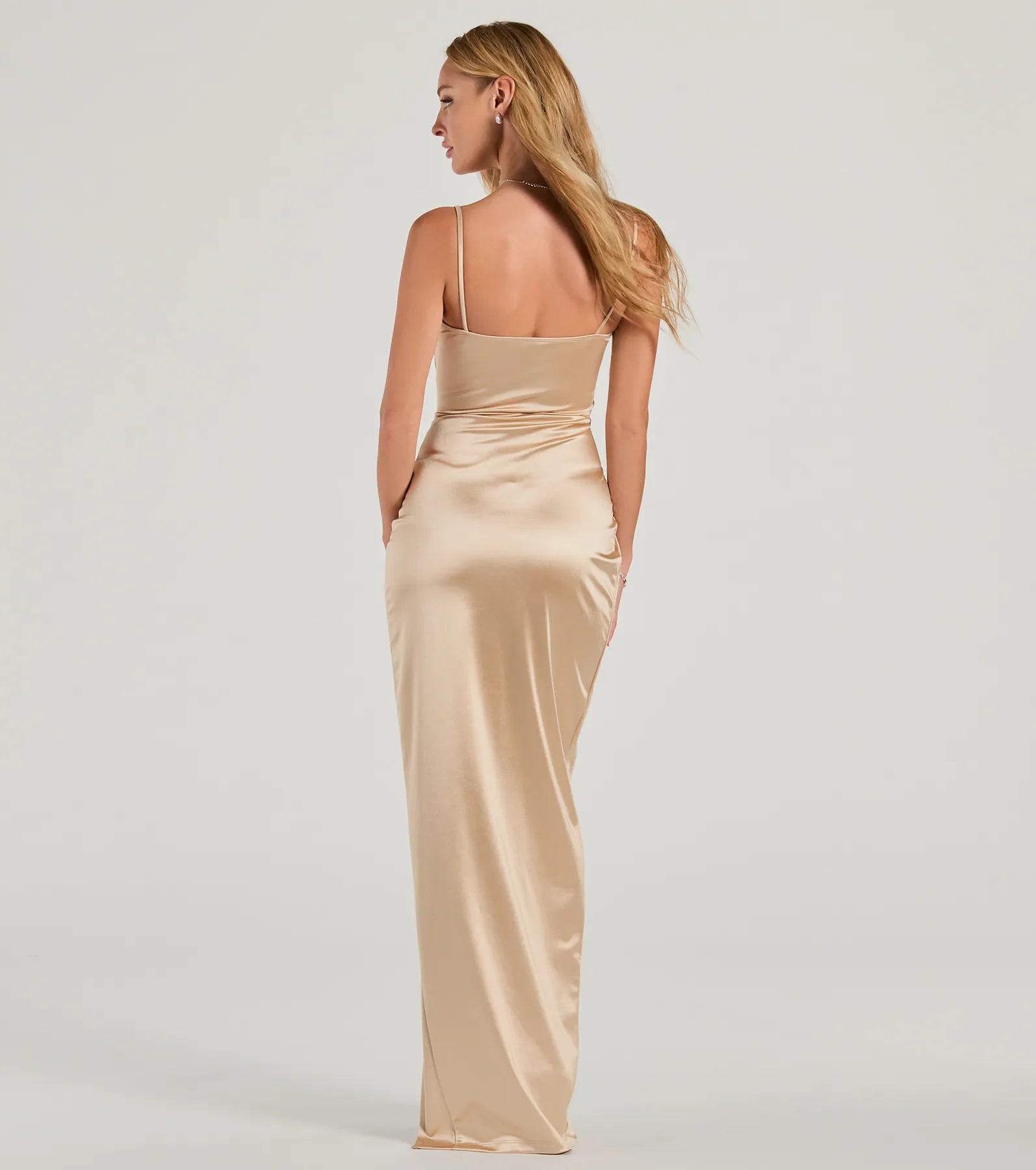 Kyla Cutout High Slit Satin Formal Dress