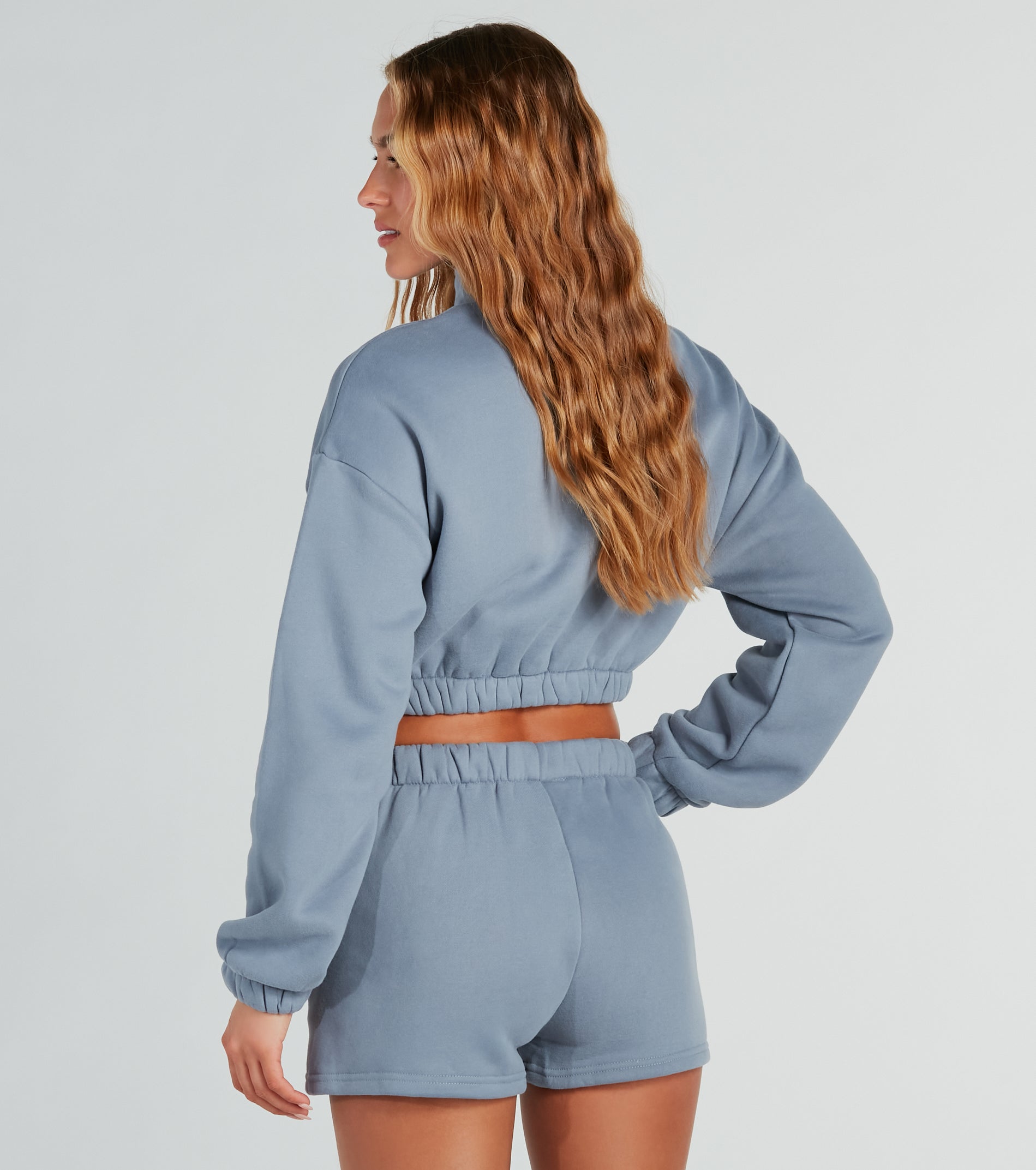 Weekend Loading Half Zip Fleece Crop Sweatshirt