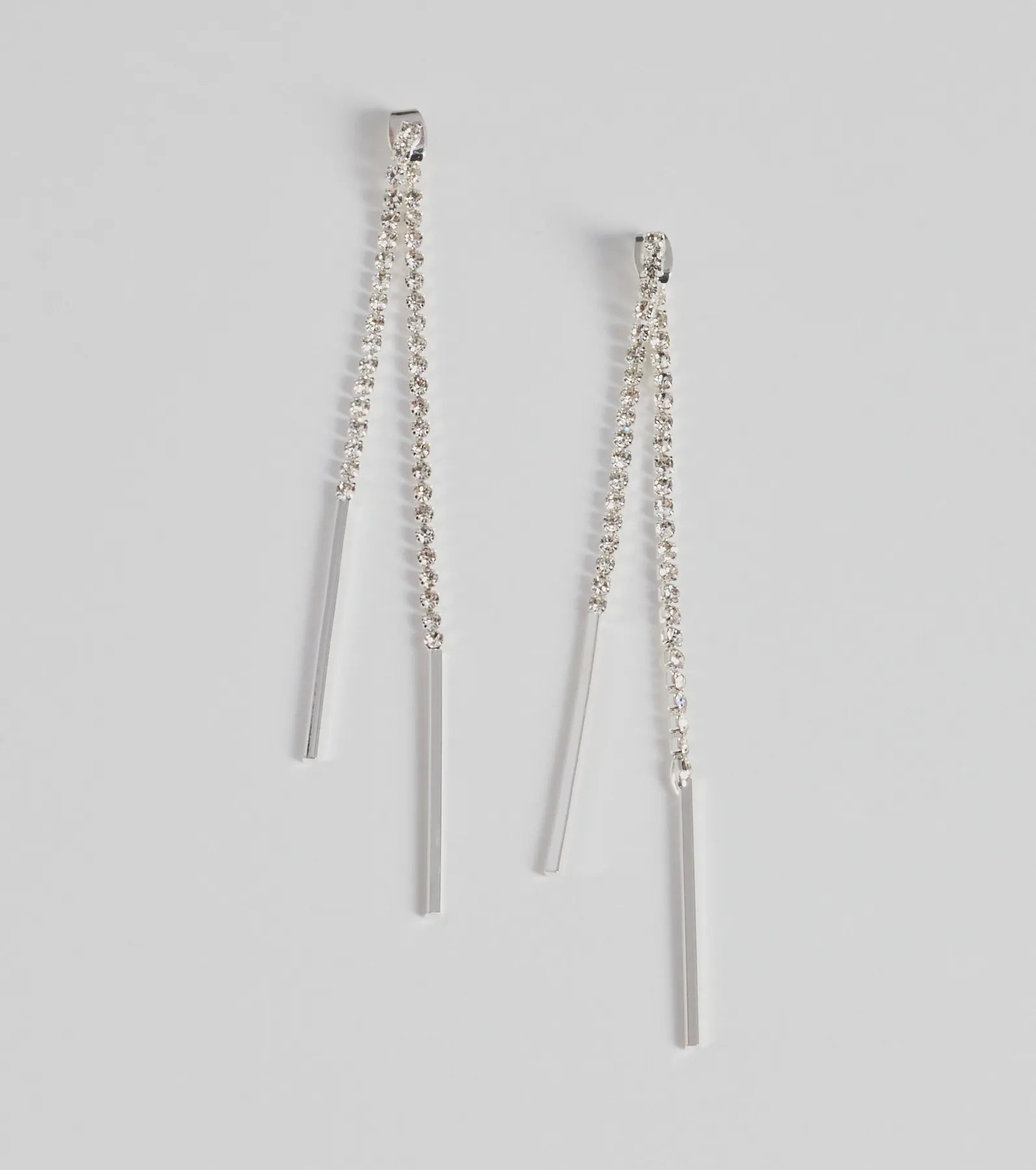 Glam Trend Rhinestone Front-To-Back Linear Earrings