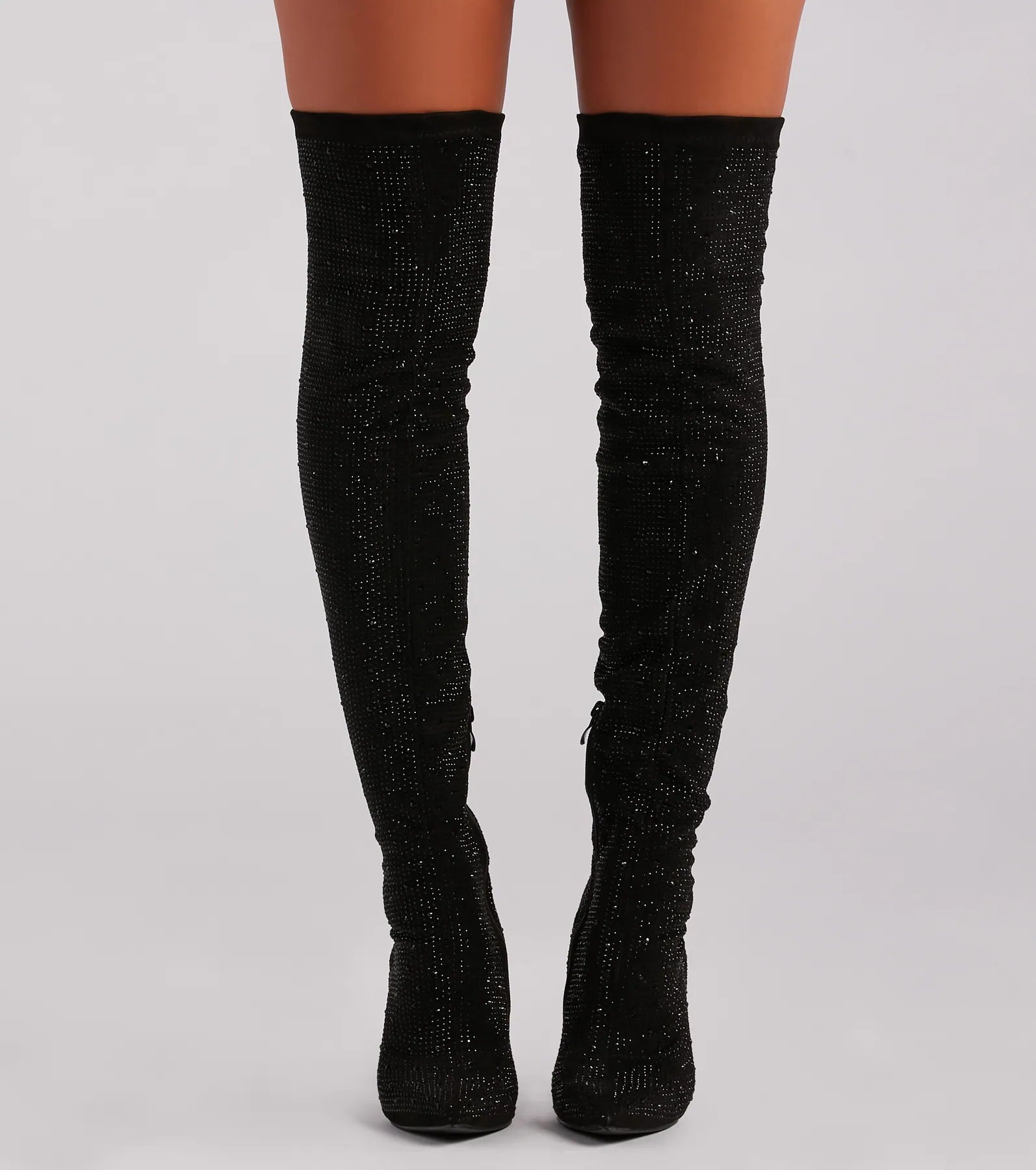 Sultry Voltage Rhinestone Over-The-Knee Boots