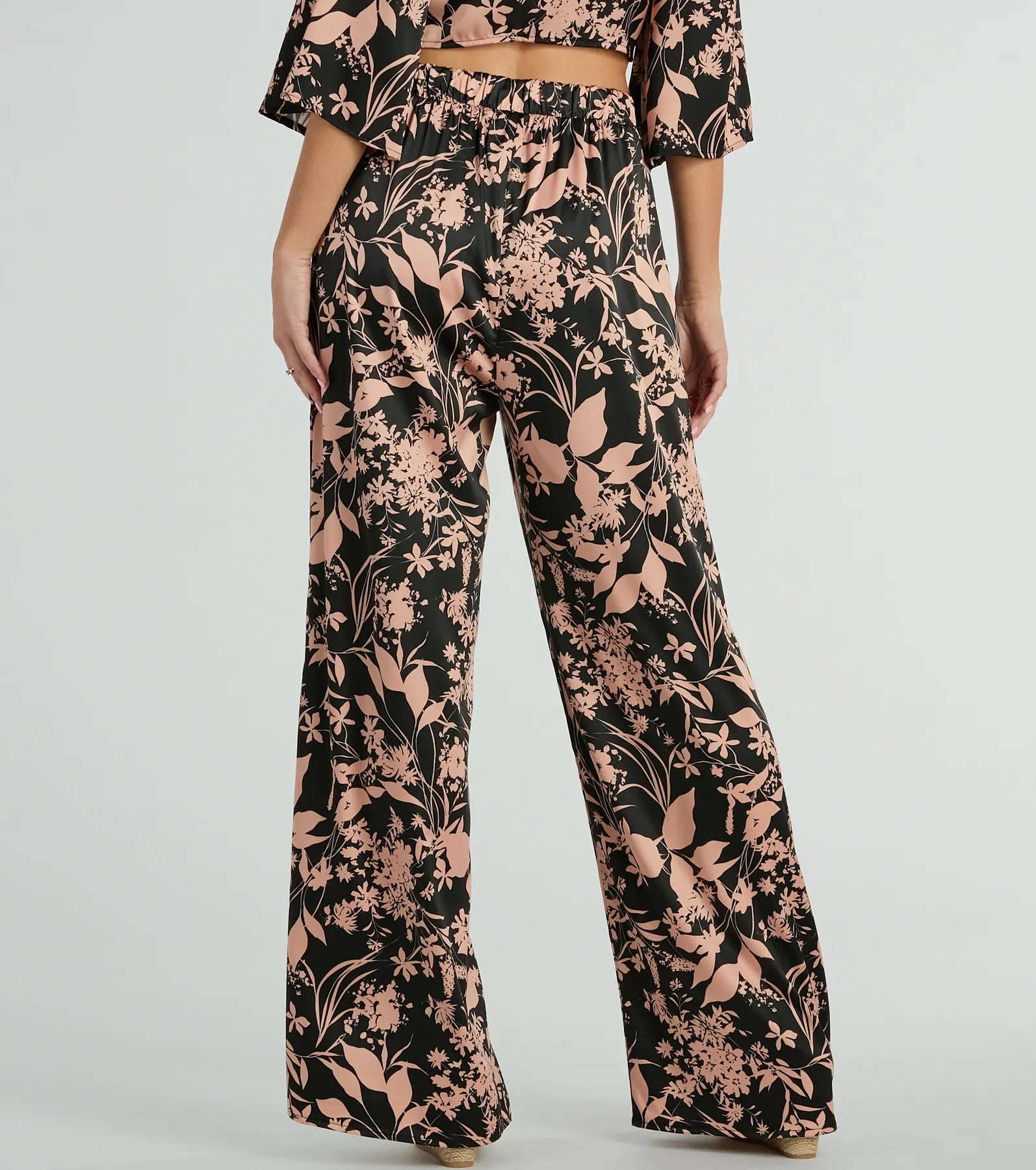 Flawless Floral High Rise Wide-Leg Satin Pants