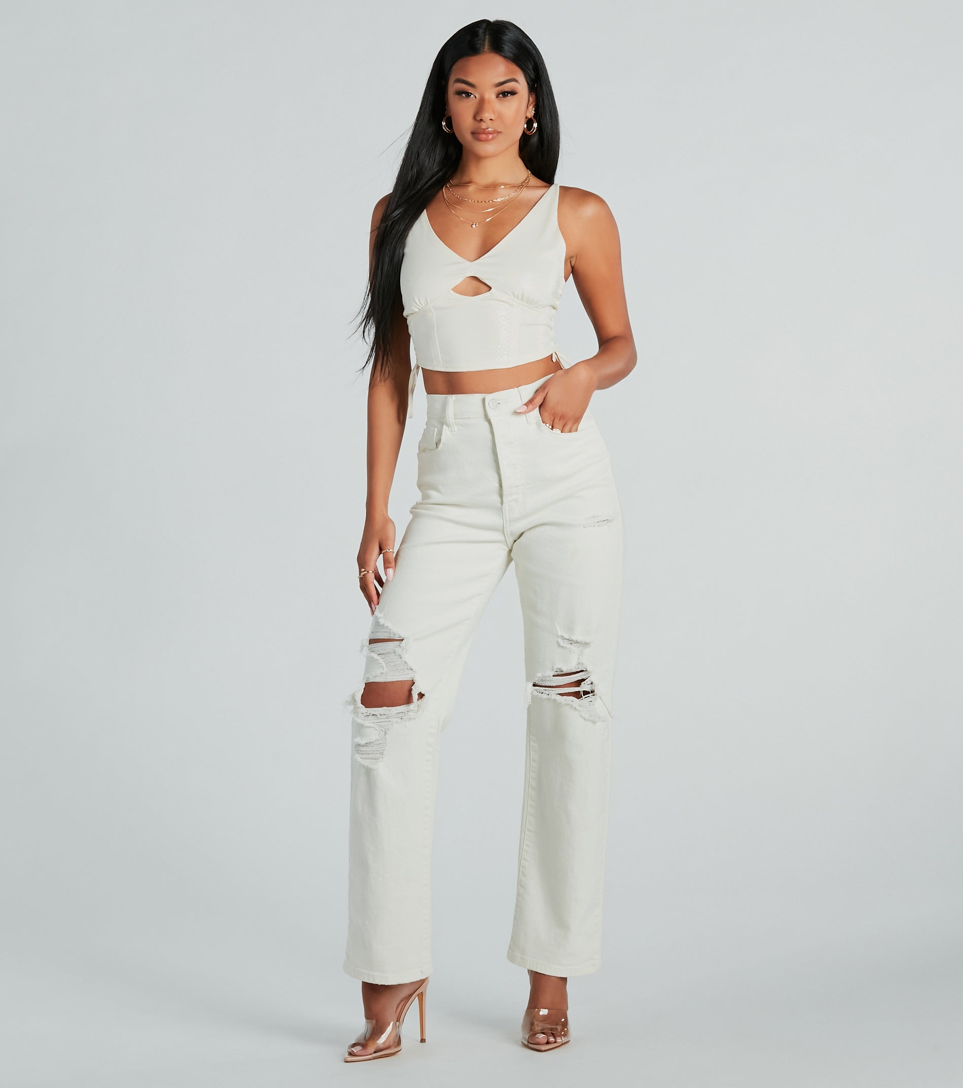 Saucy Snake Lace-Up Crop Top