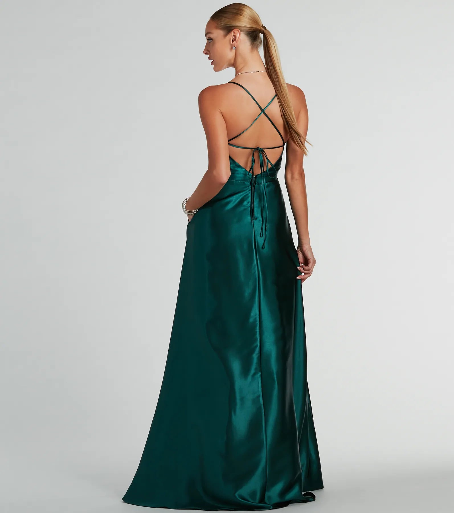 Tabitha Lace Up A-Line Satin Formal Dress