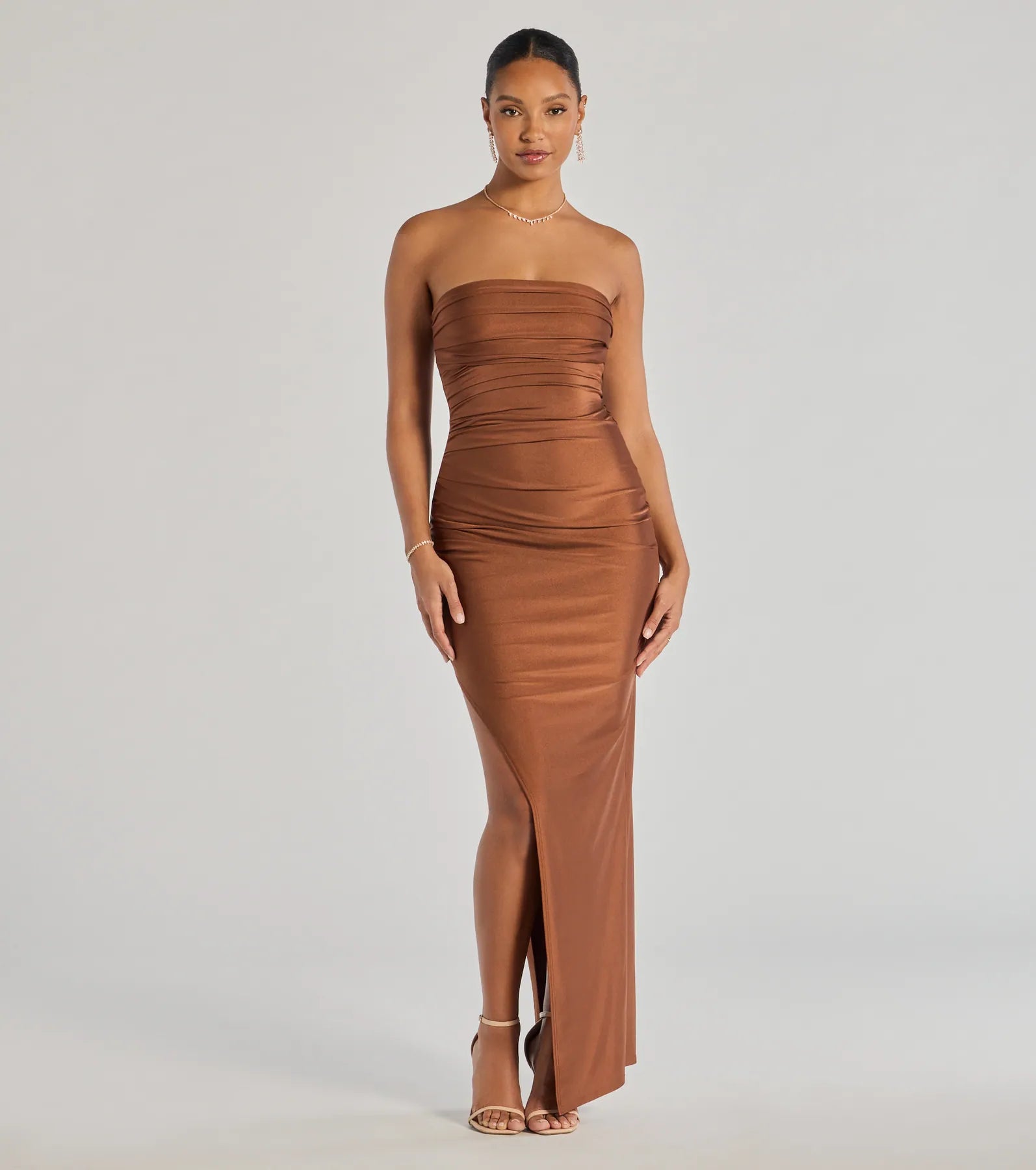 Anisley Strapless High Slit Slim Formal Dress