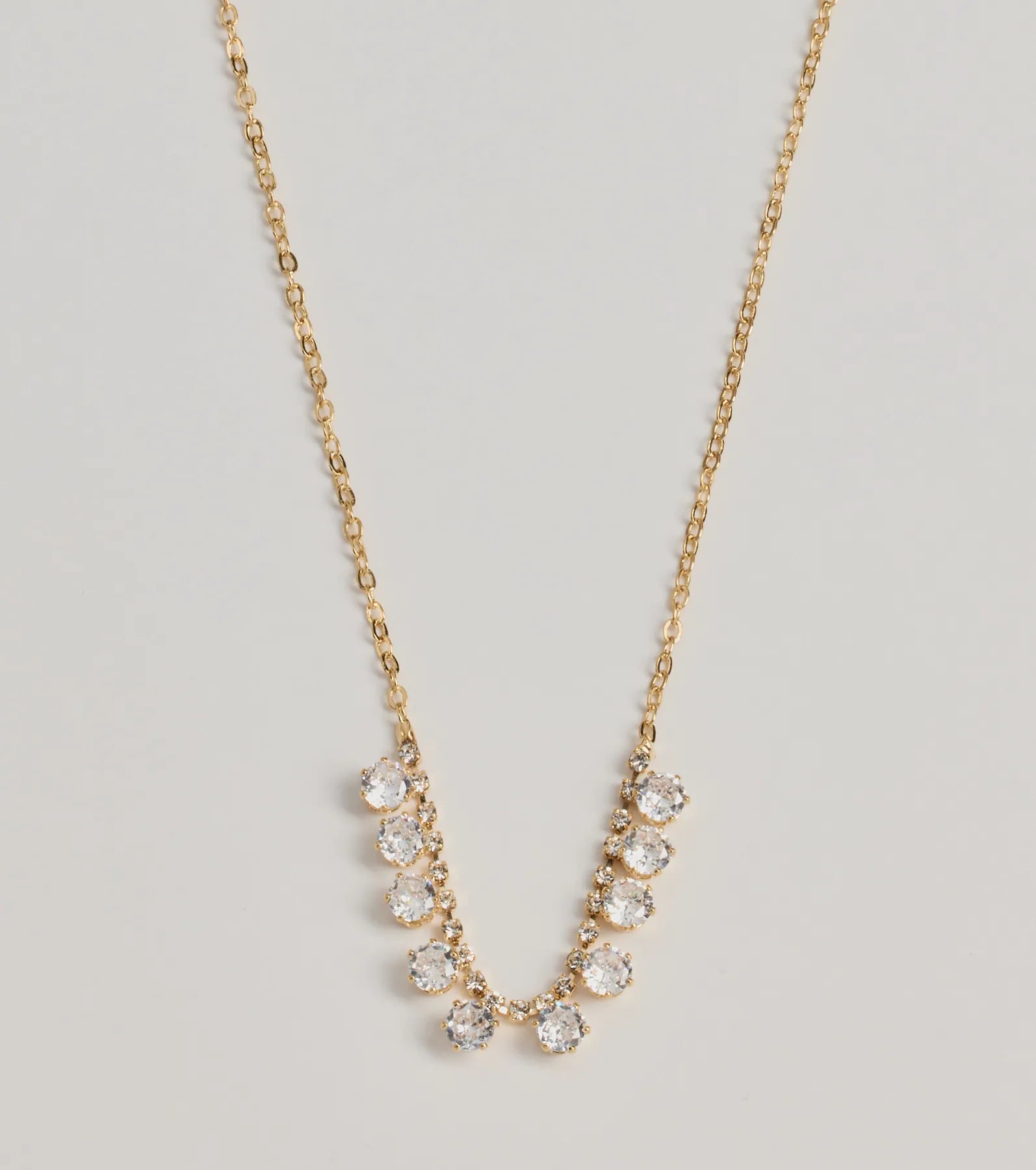 Delicate Glam Rhinestone And Clear Stone Necklace