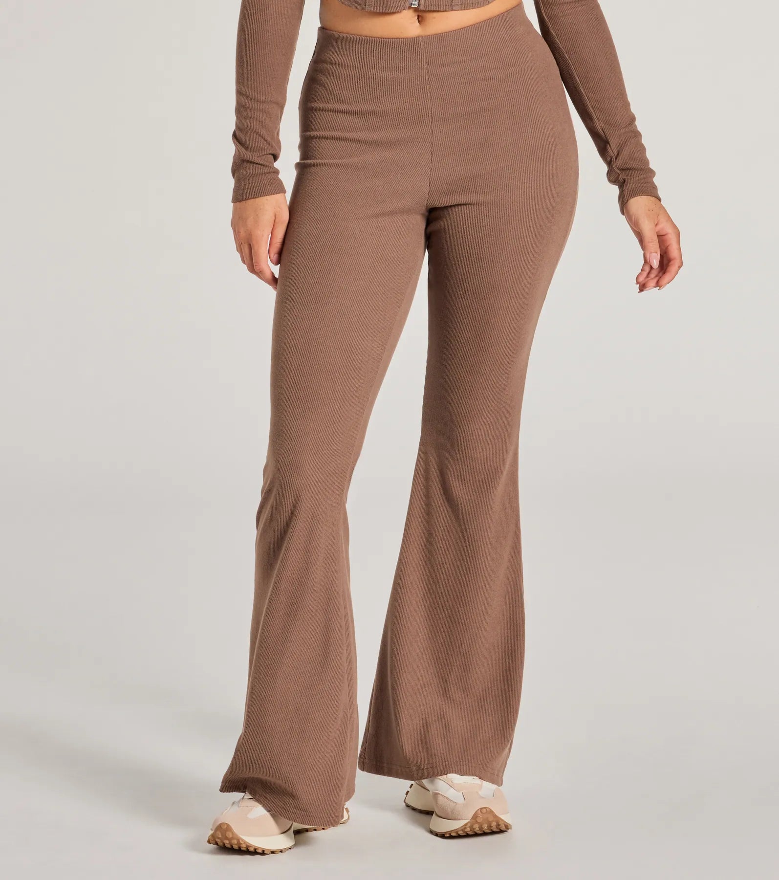 Feelin' Comfy Ribbed Knit Flare Pants