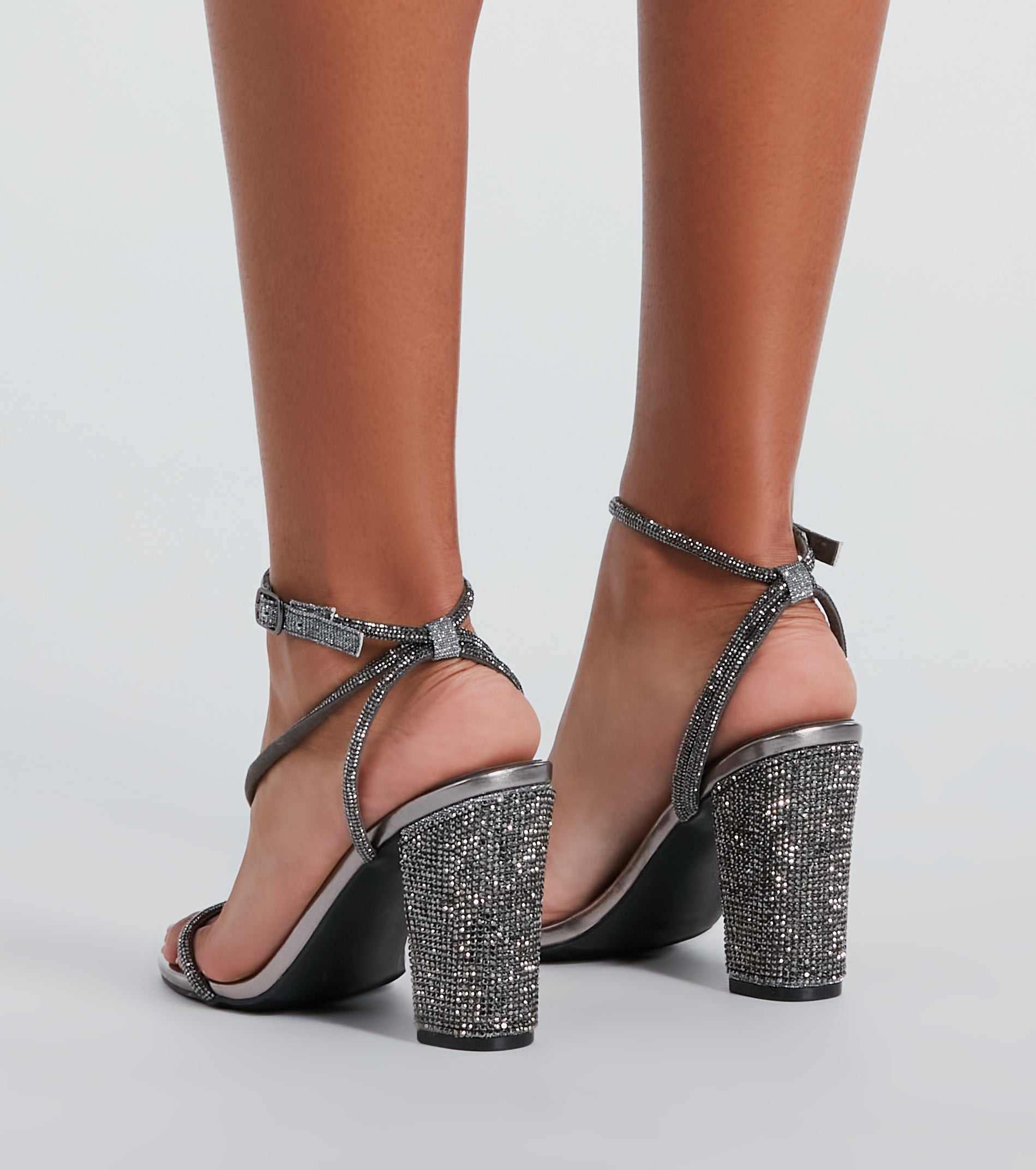 Walk The Red Carpet Rhinestone Block Heels