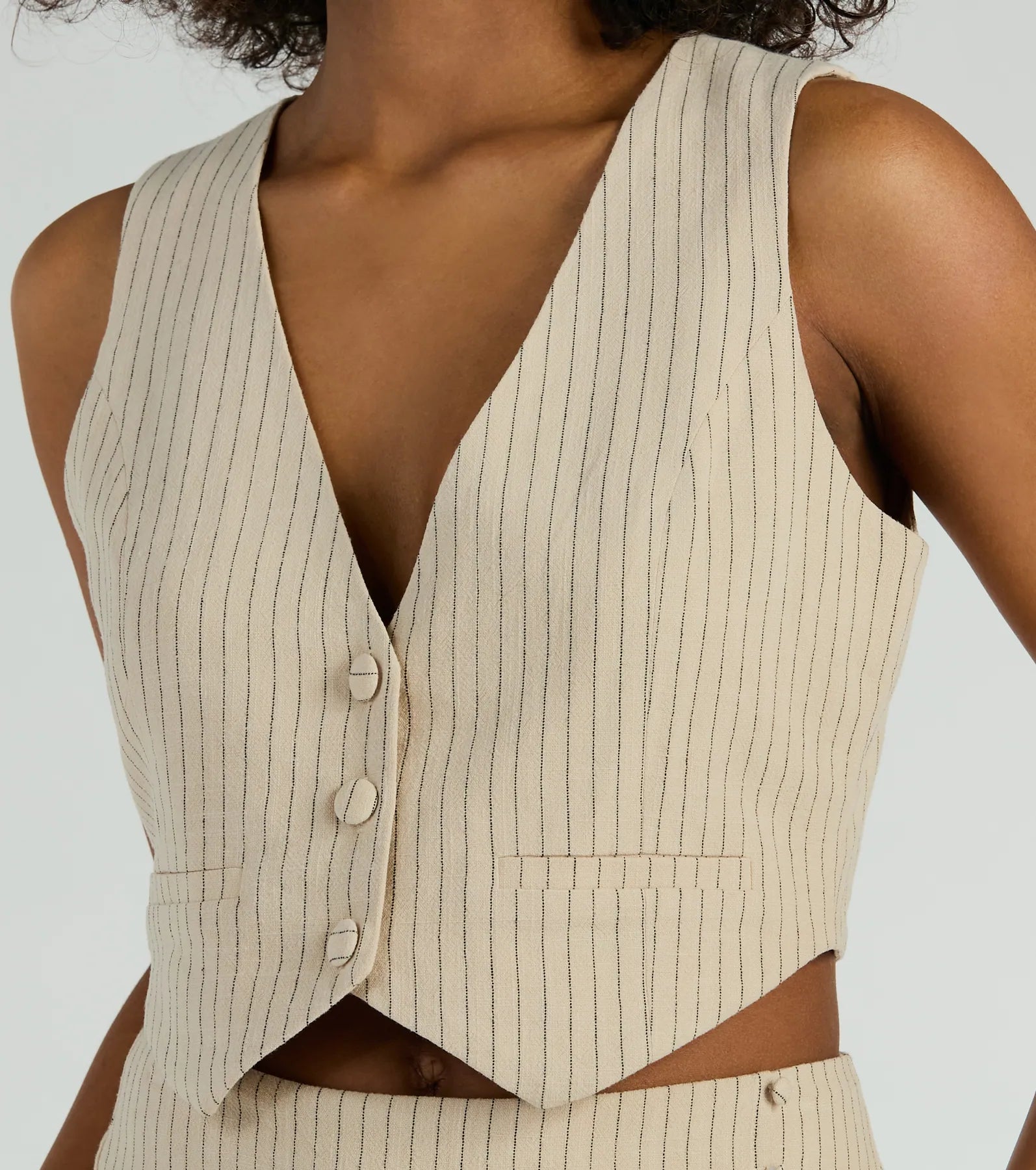 Downtown Meetings Pinstripe Linen Vest