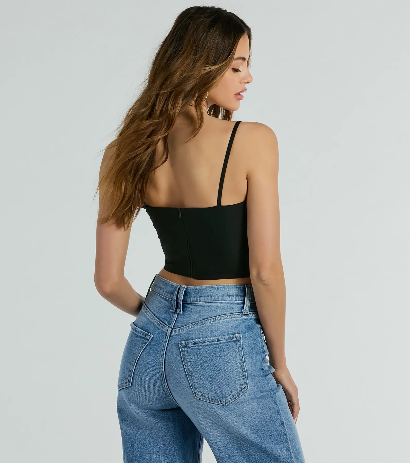 Sultry Flair Woven Cropped Corset Top