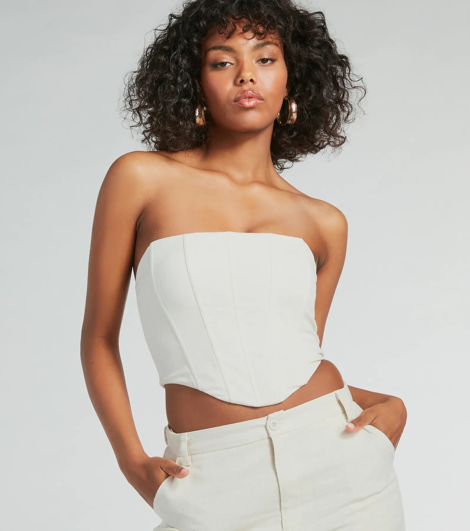 Cutest Babe Strapless Linen Bustier