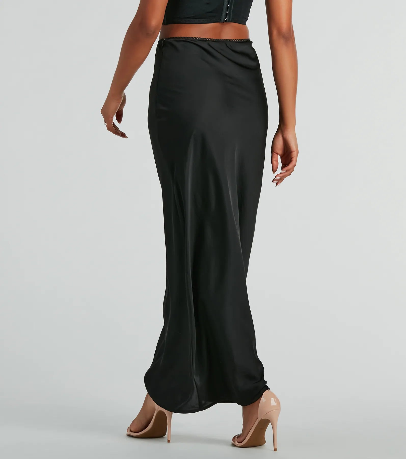 Beyond Classy High-Rise Bow Satin Maxi Skirt