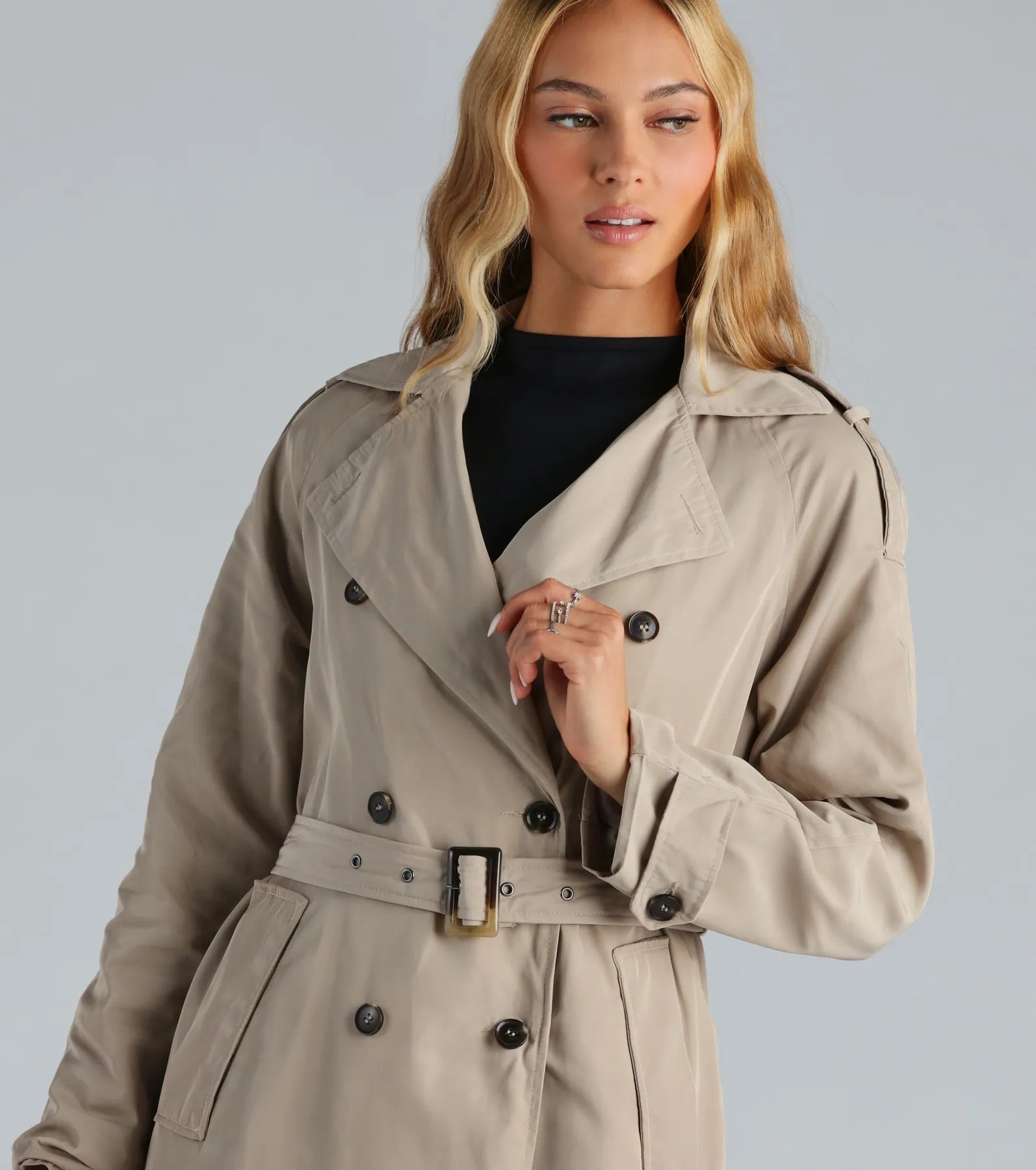 Get A Clue Double Breasted Trench Coat