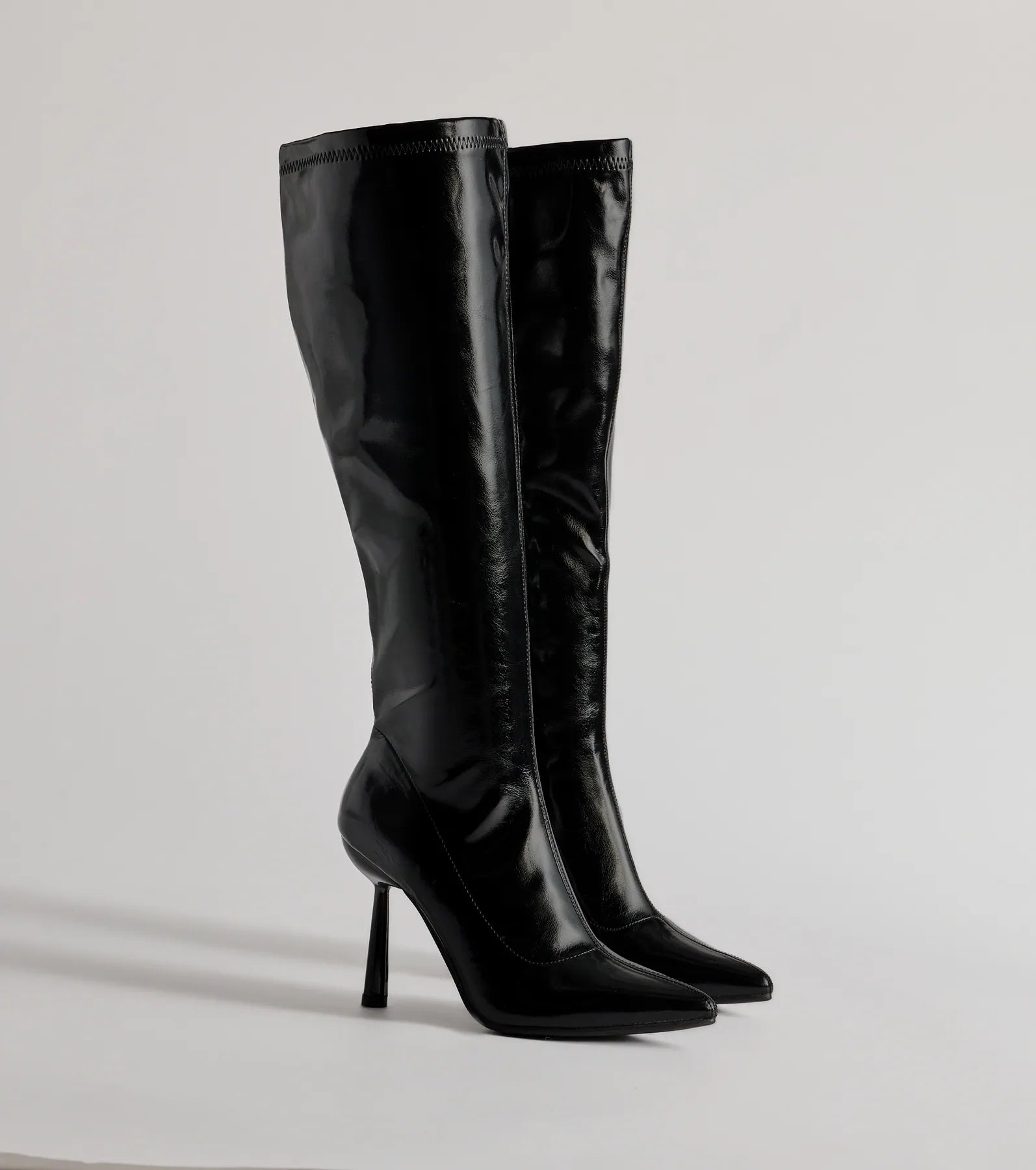 Major Strut Faux Leather Knee-High Stiletto Boots