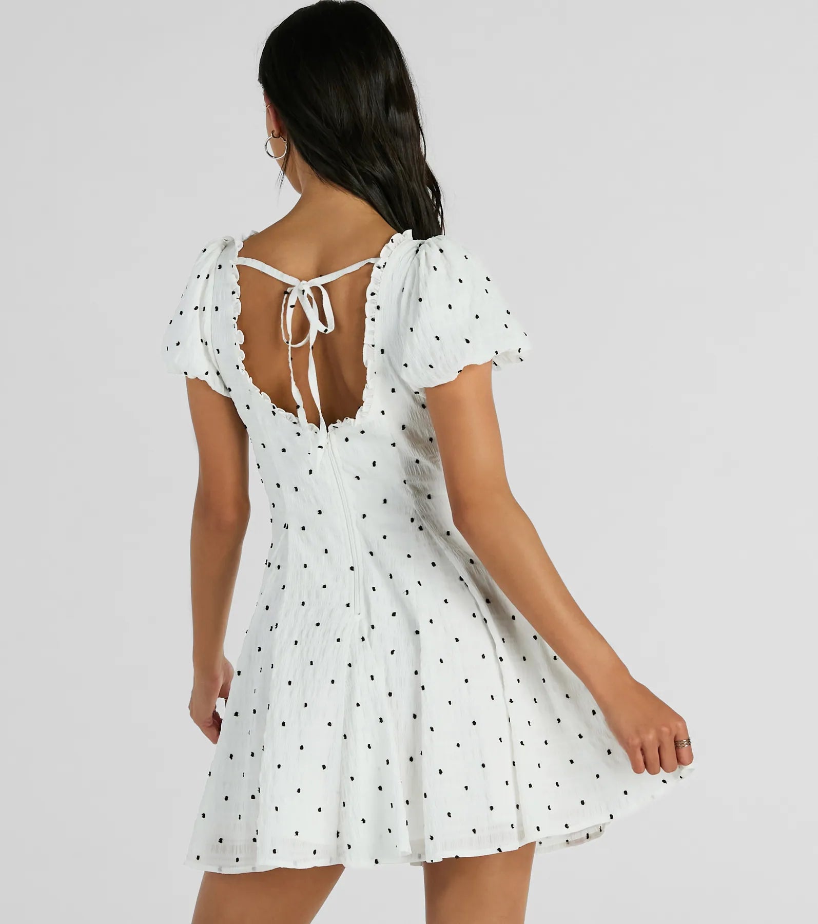 Charmed And Cute Polka Dot Chiffon Skater Dress