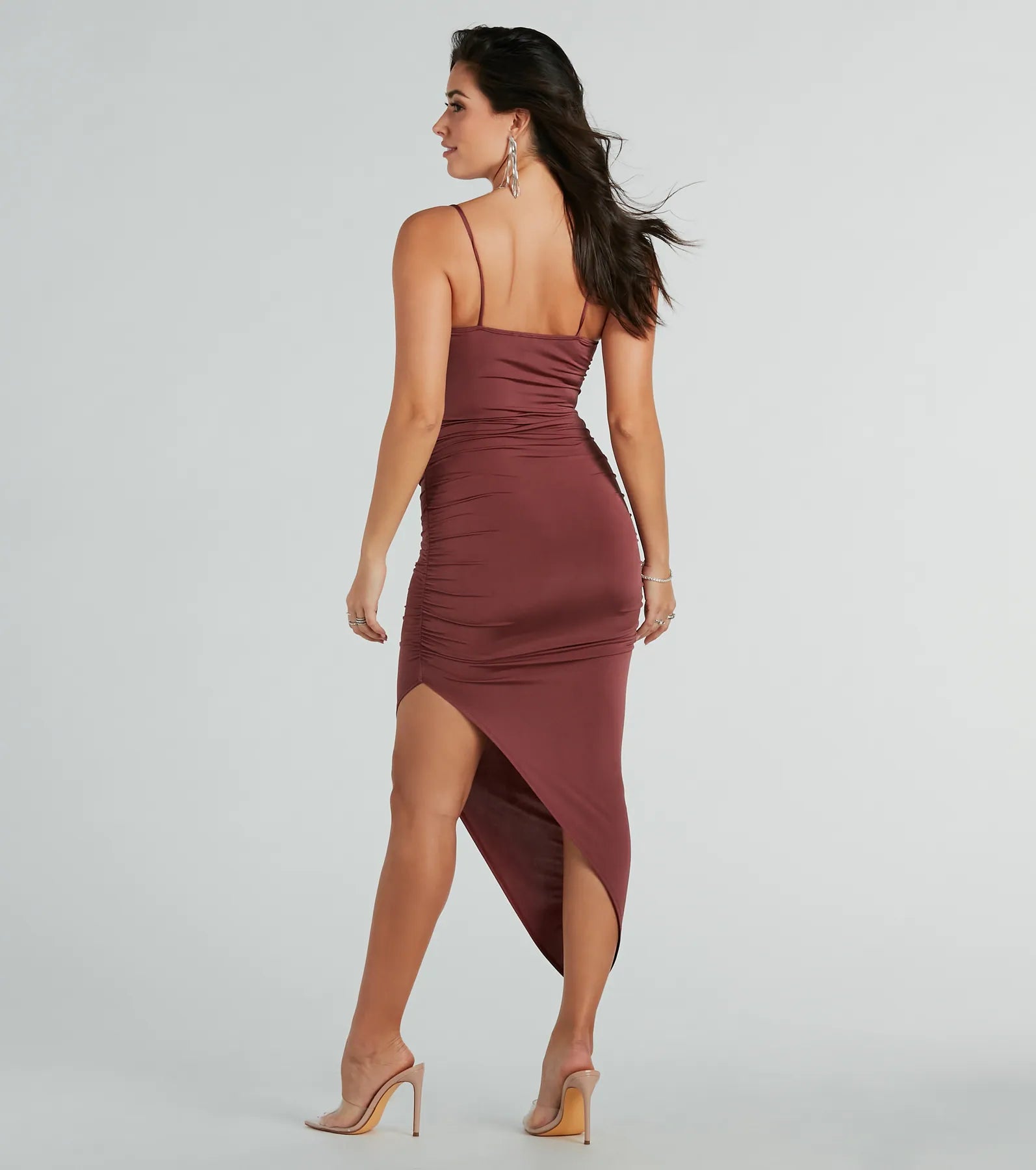 Evening Of Bliss Ruched Bodycon Midi Dress