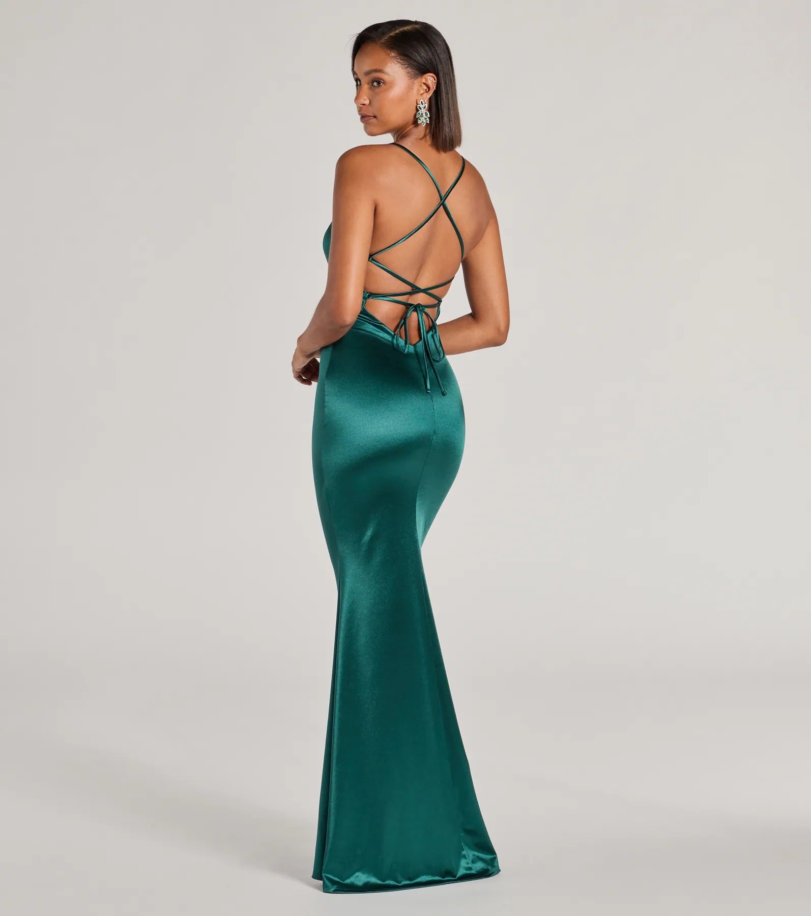 Emmie Lace-Up Mermaid Satin Formal Dress