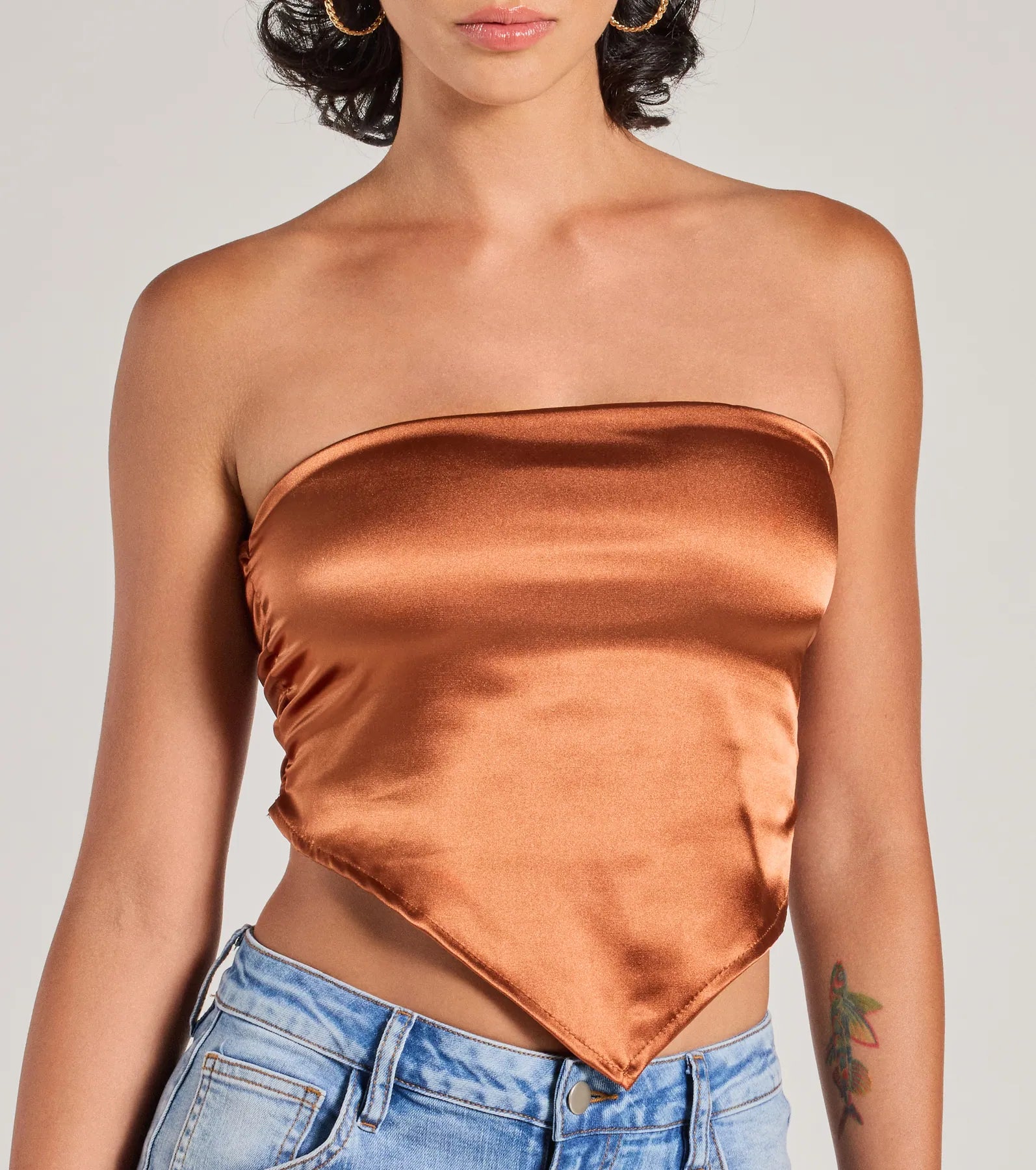 Chic Style Satin Cropped Tube Top