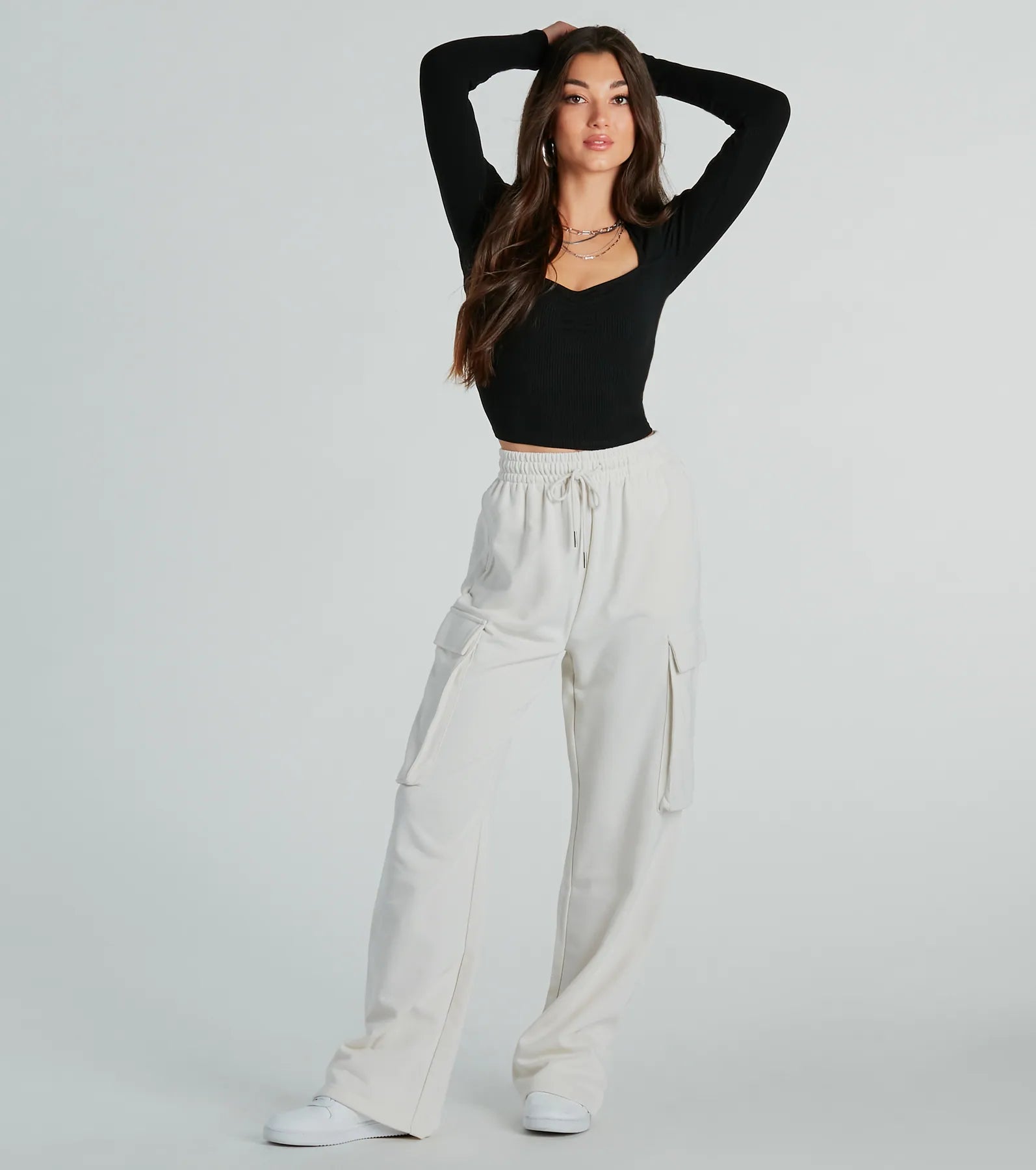 Elevated Cool Wide-Leg Cargo Sweatpants