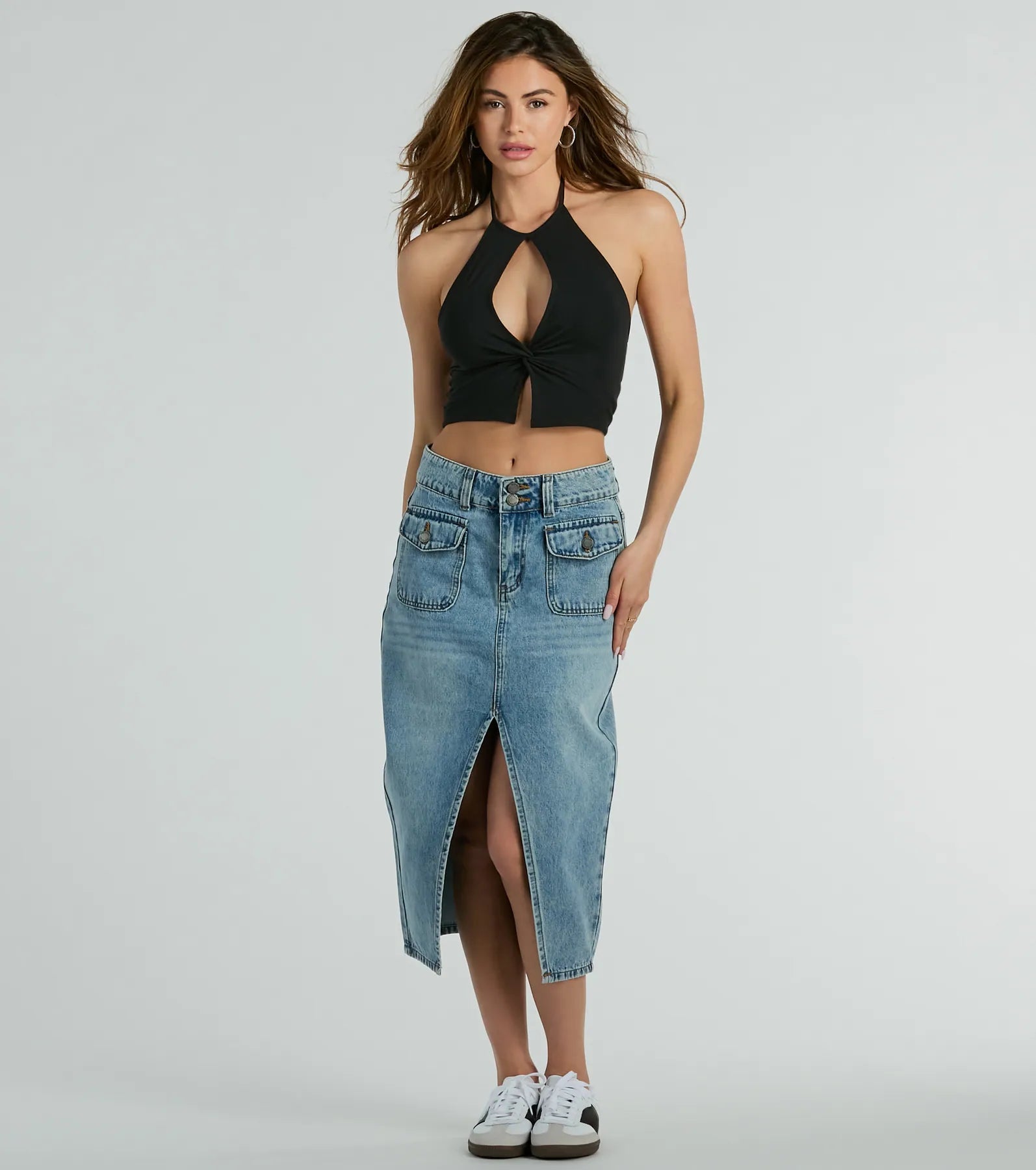 Trendy With A Twist Halter Keyhole Crop Top