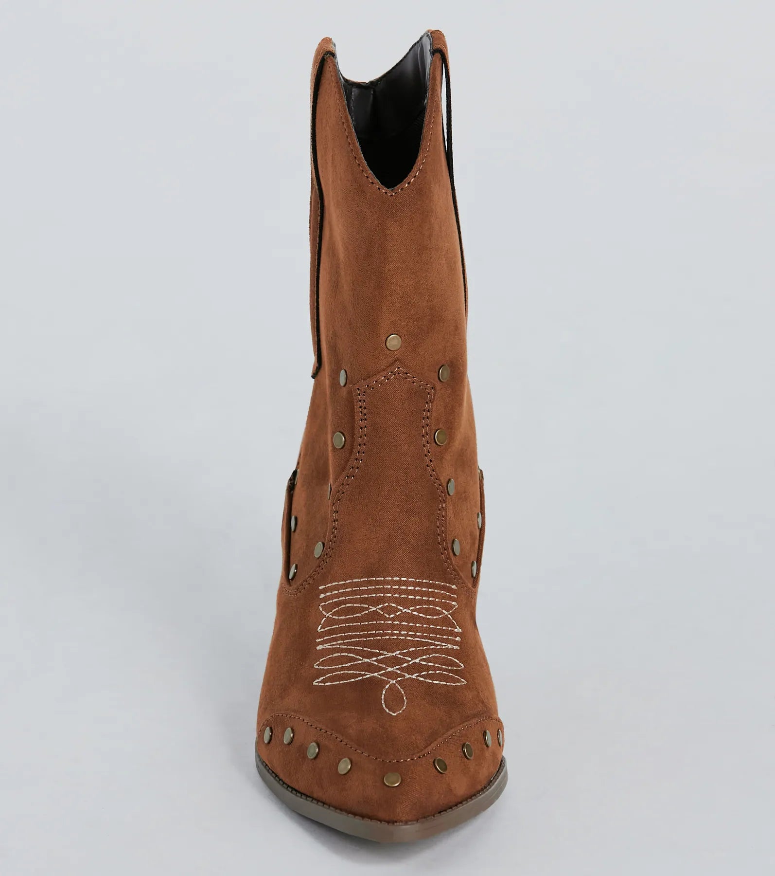 Country Style Studded Faux Suede Western Booties