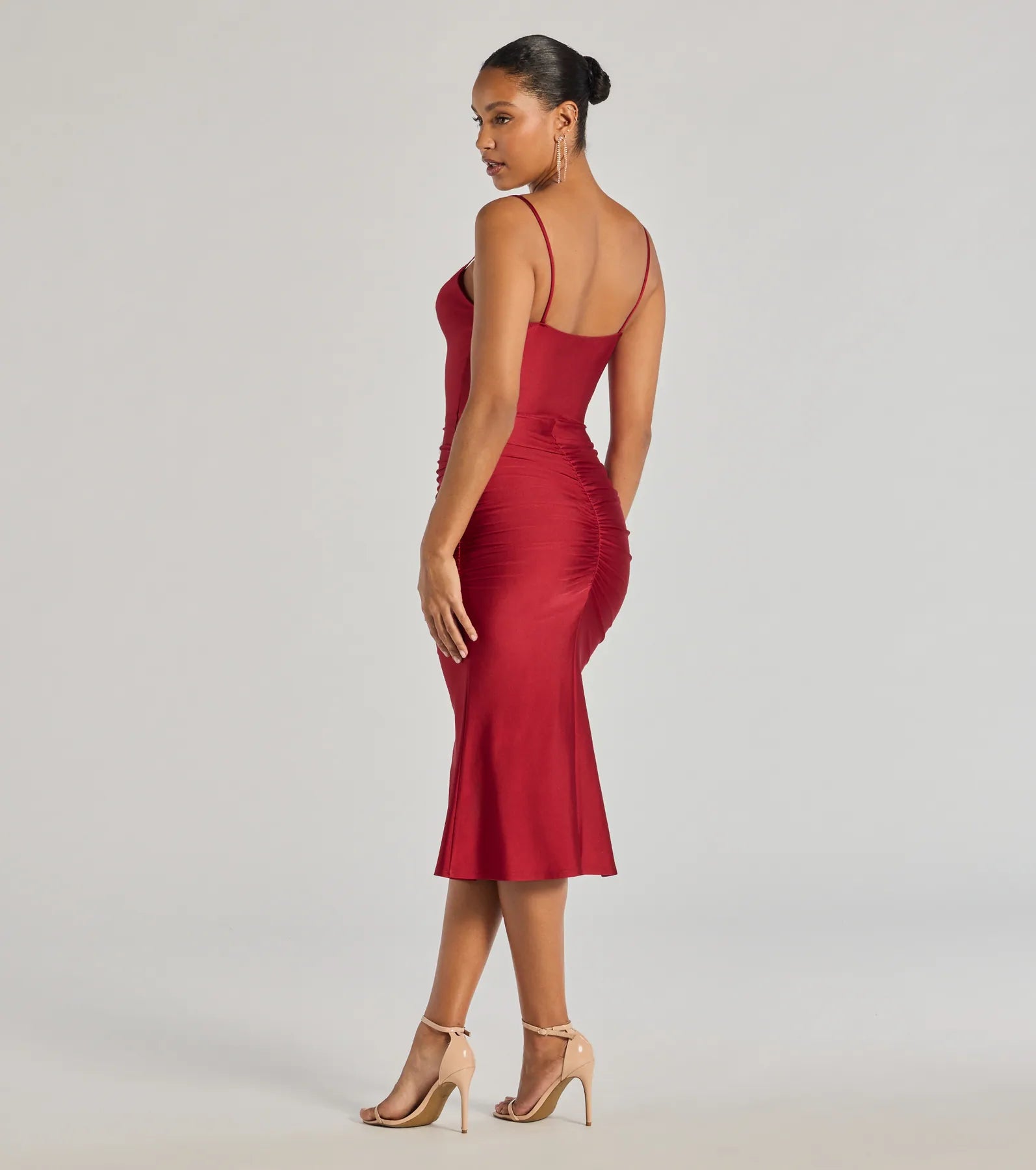 Stunning Silhouette Ruched Knit Midi Dress