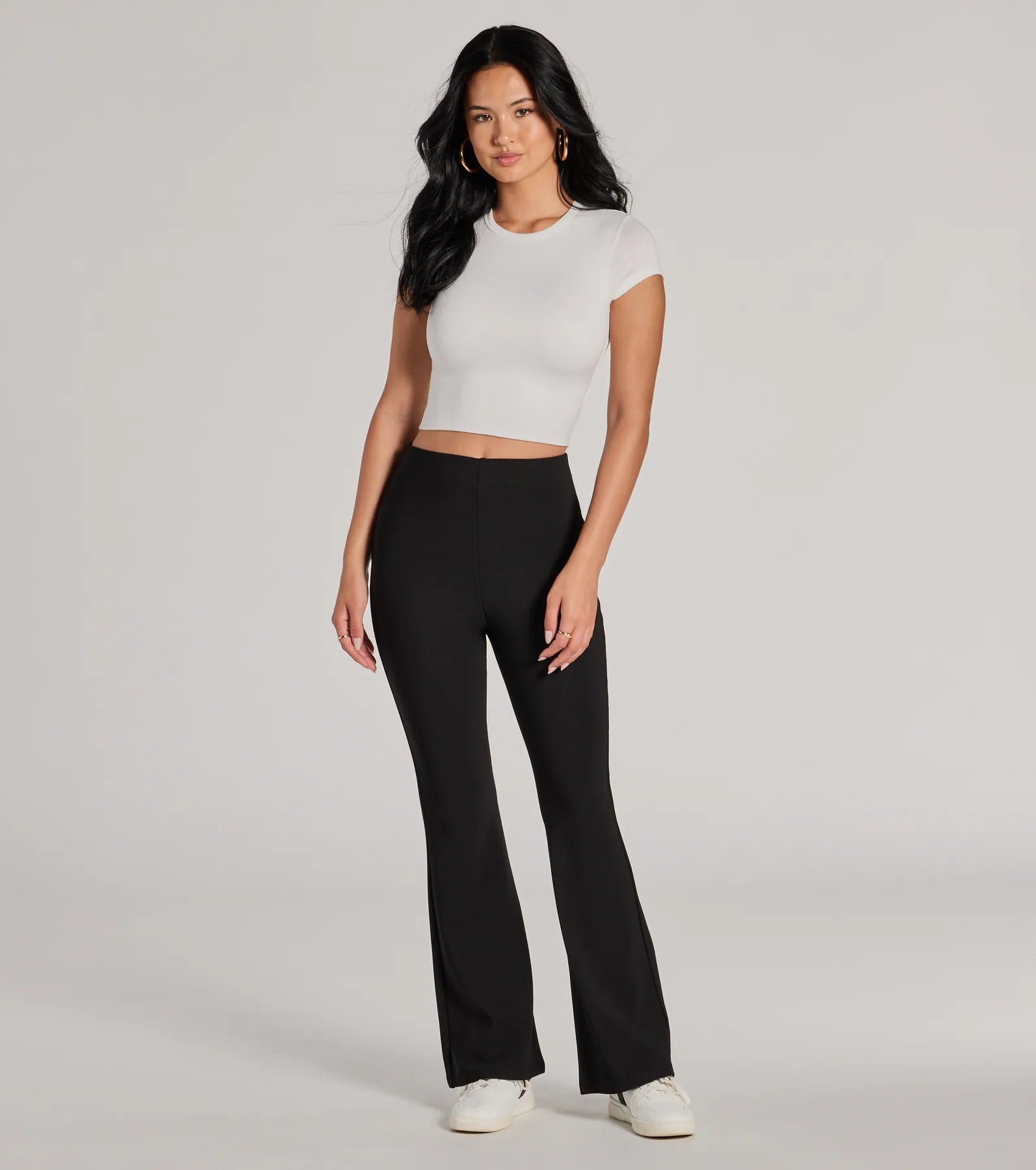 Laidback Look Ribbed Knit Flare Pants