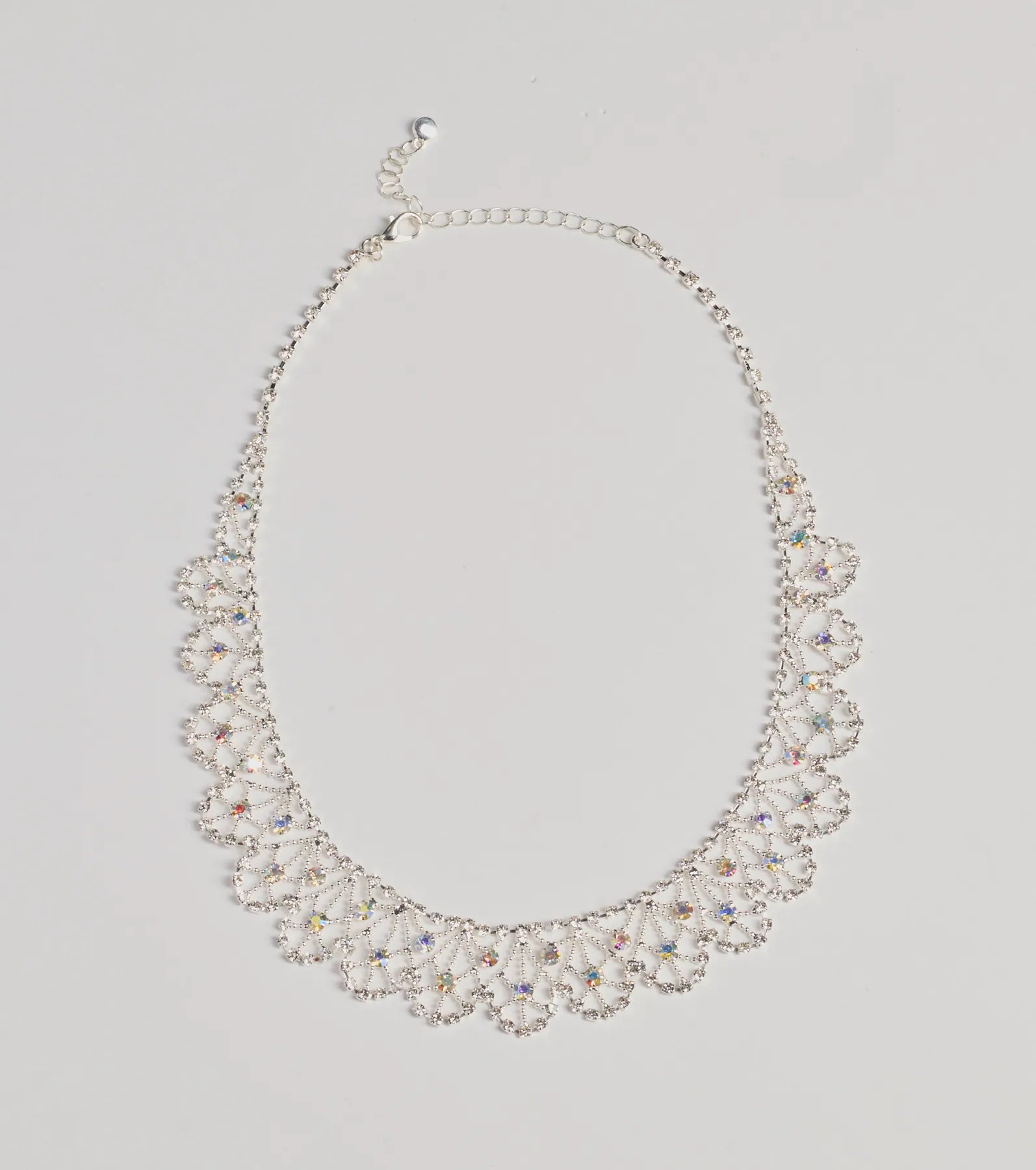 Divine Sparkle Scallop Rhinestone Collar Necklace