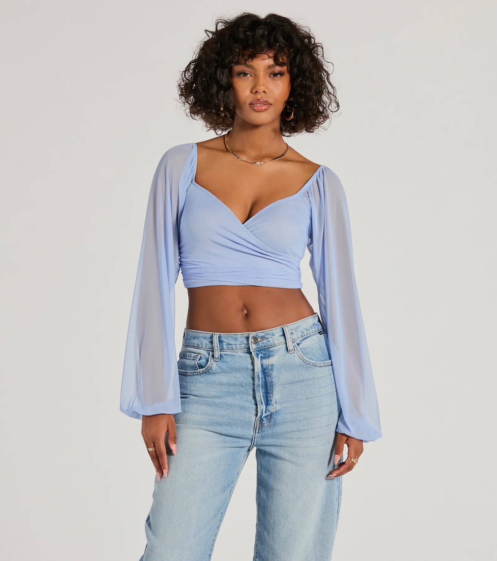 Ahead Of The Trend Surplice V-Neck Crop Top