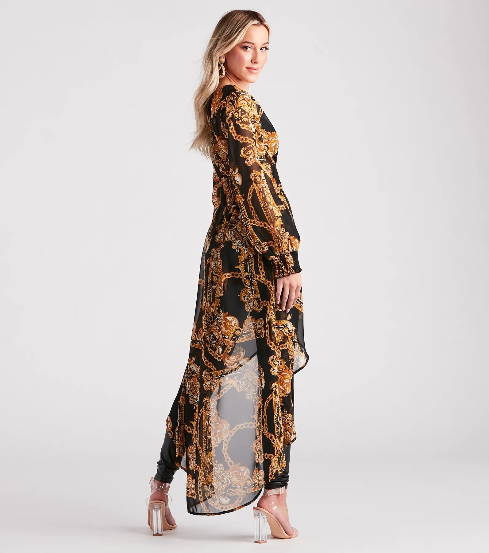 Bold Babe Status Chain Print Chiffon Duster